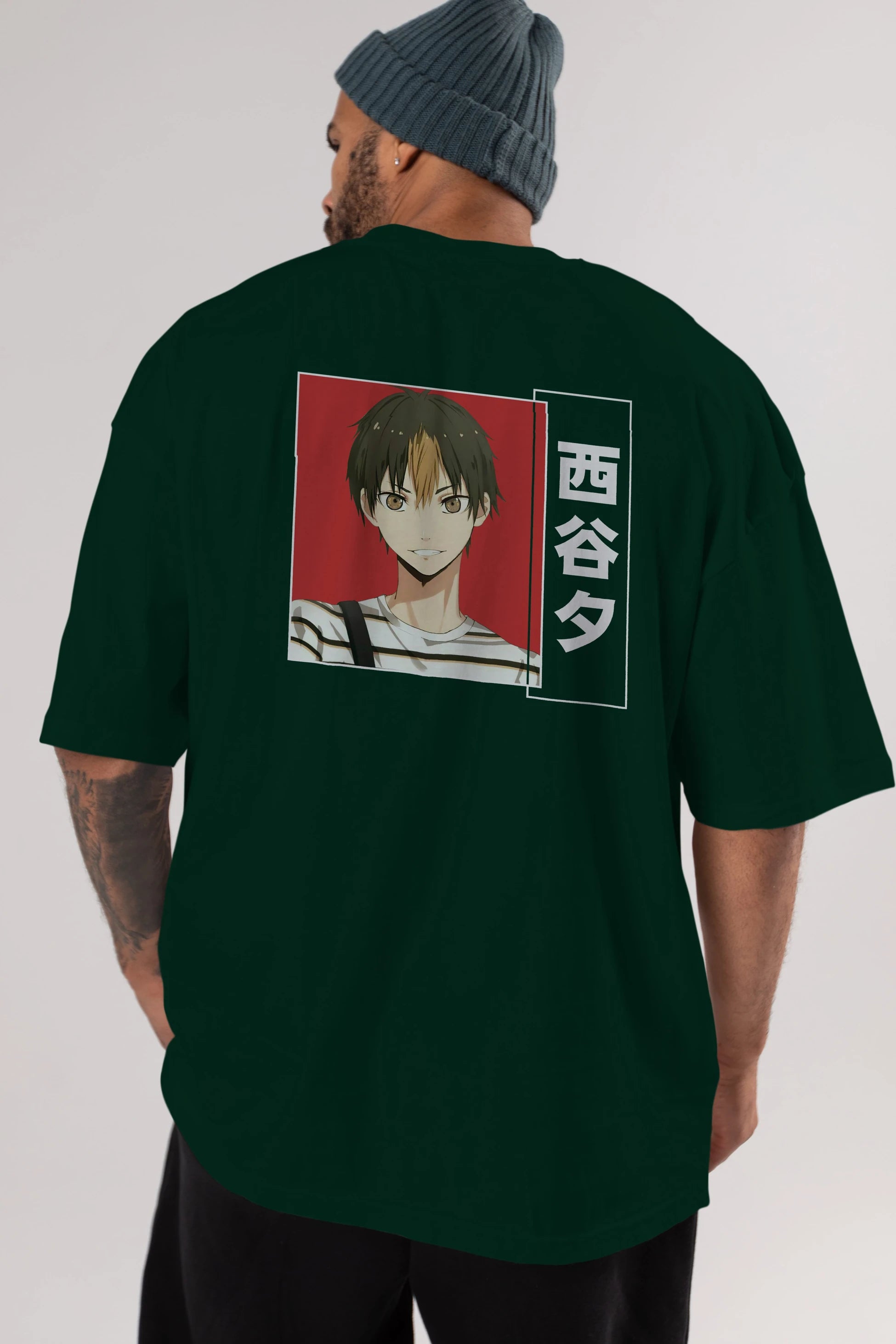 Yuu Nishinoya 1 Anime Arka Baskılı Oversize t-shirt Erkek Kadın Unisex
