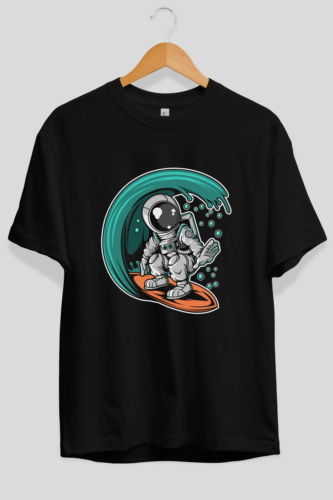Astronaut Surfing Ön Baskılı Oversize t-shirt Erkek Kadın Unisex