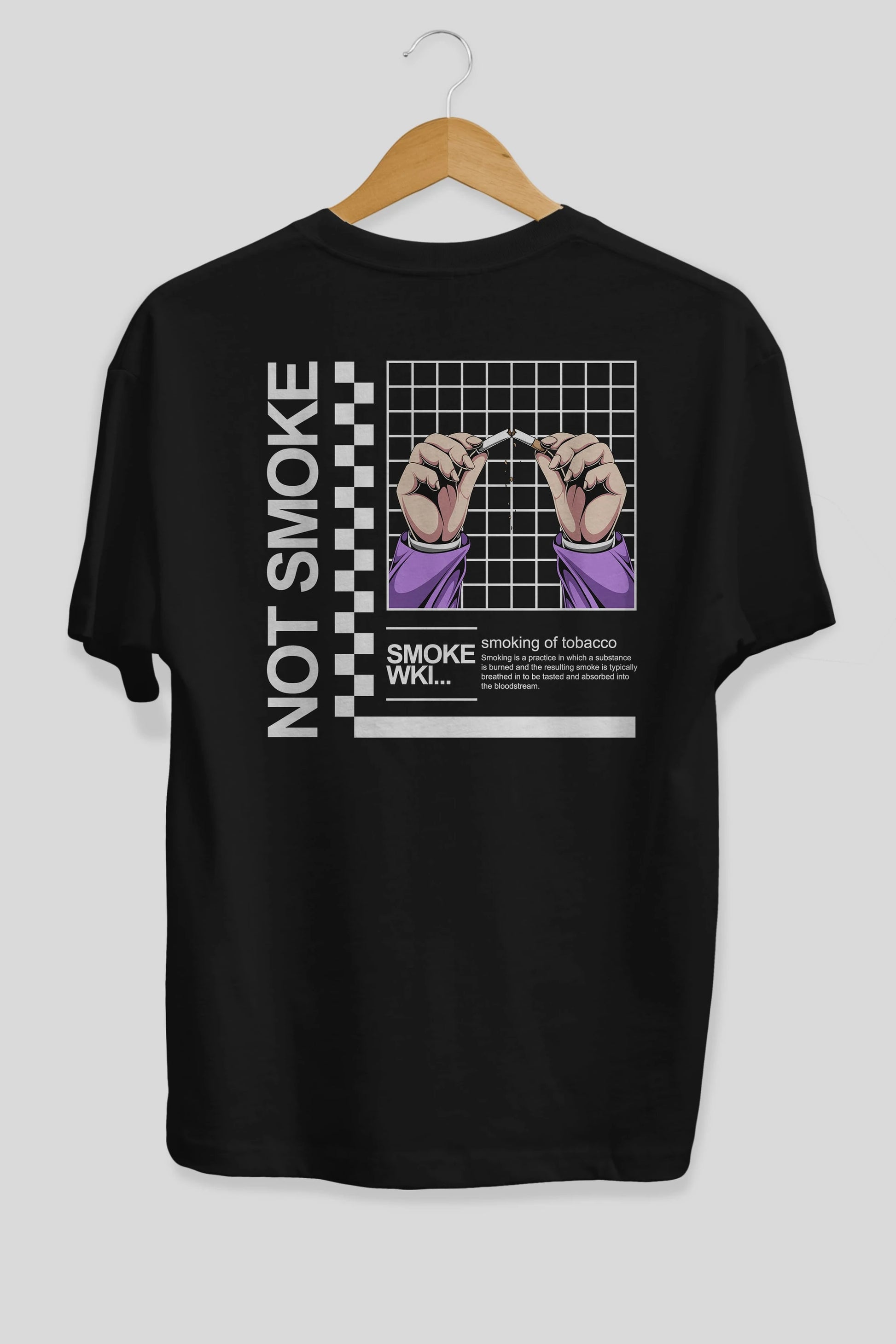 Not Smoke Arka Baskılı Oversize t-shirt Erkek Kadın Unisex