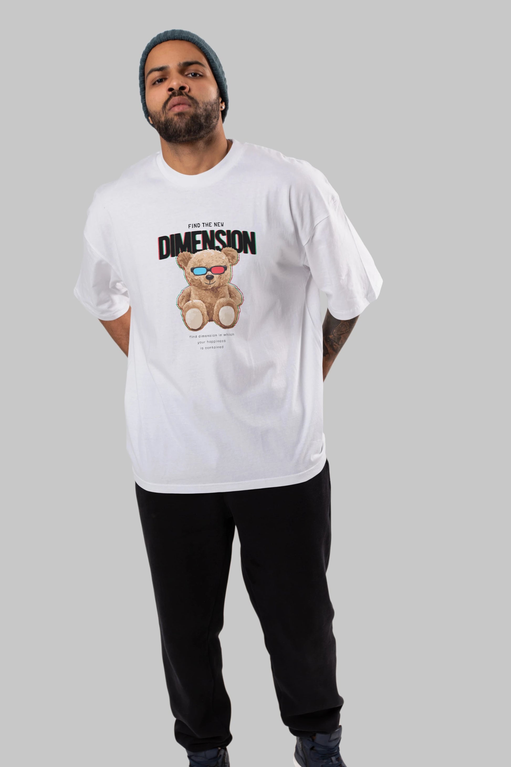 Teddy Bear Dimension Ön Baskılı Oversize t-shirt Erkek Kadın Unisex %100 Pamuk