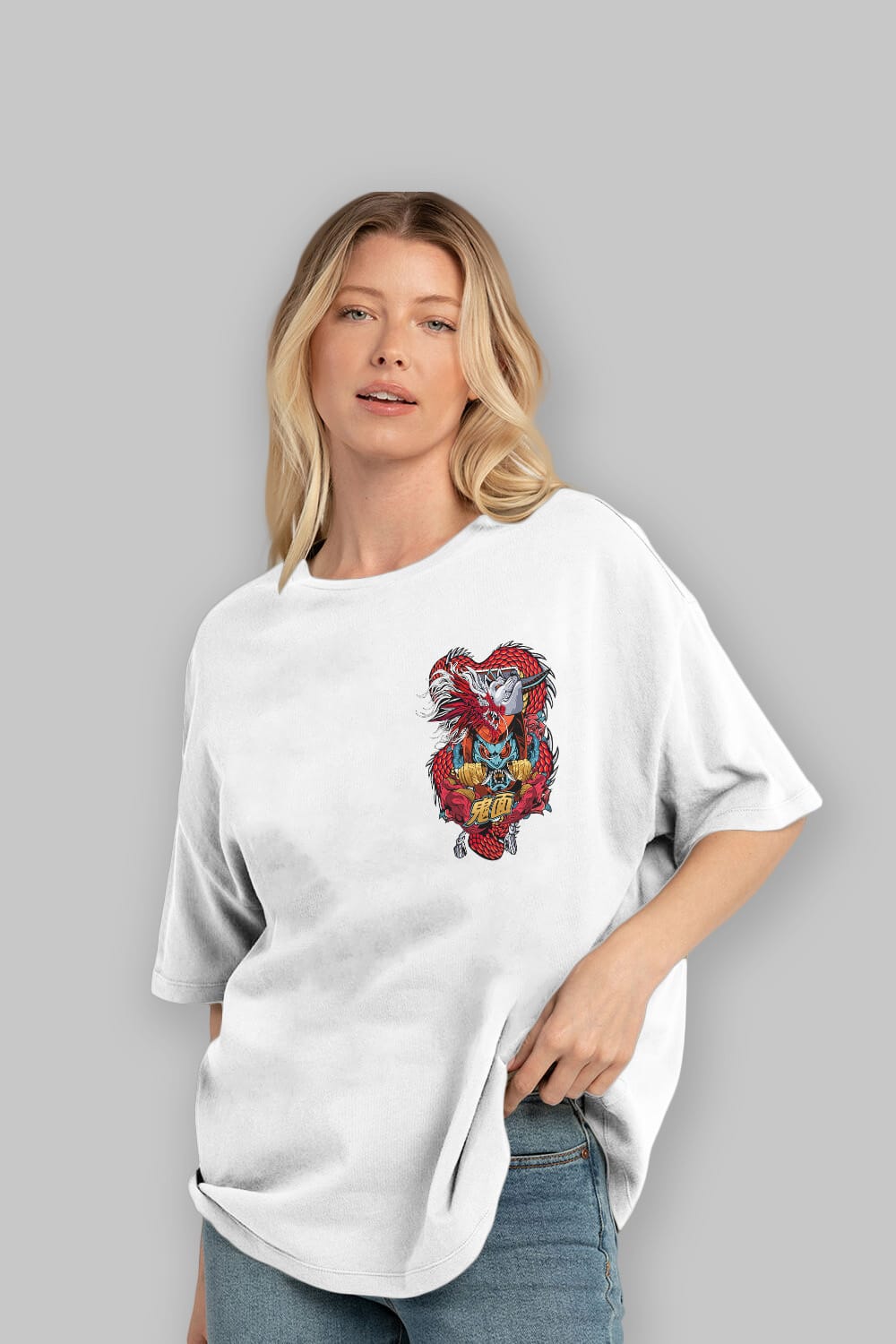 TRIBAL Ön Sol Baskılı Oversize t-shirt Erkek Kadın Unisex %100 Pamuk Bisiklet Yaka tişort