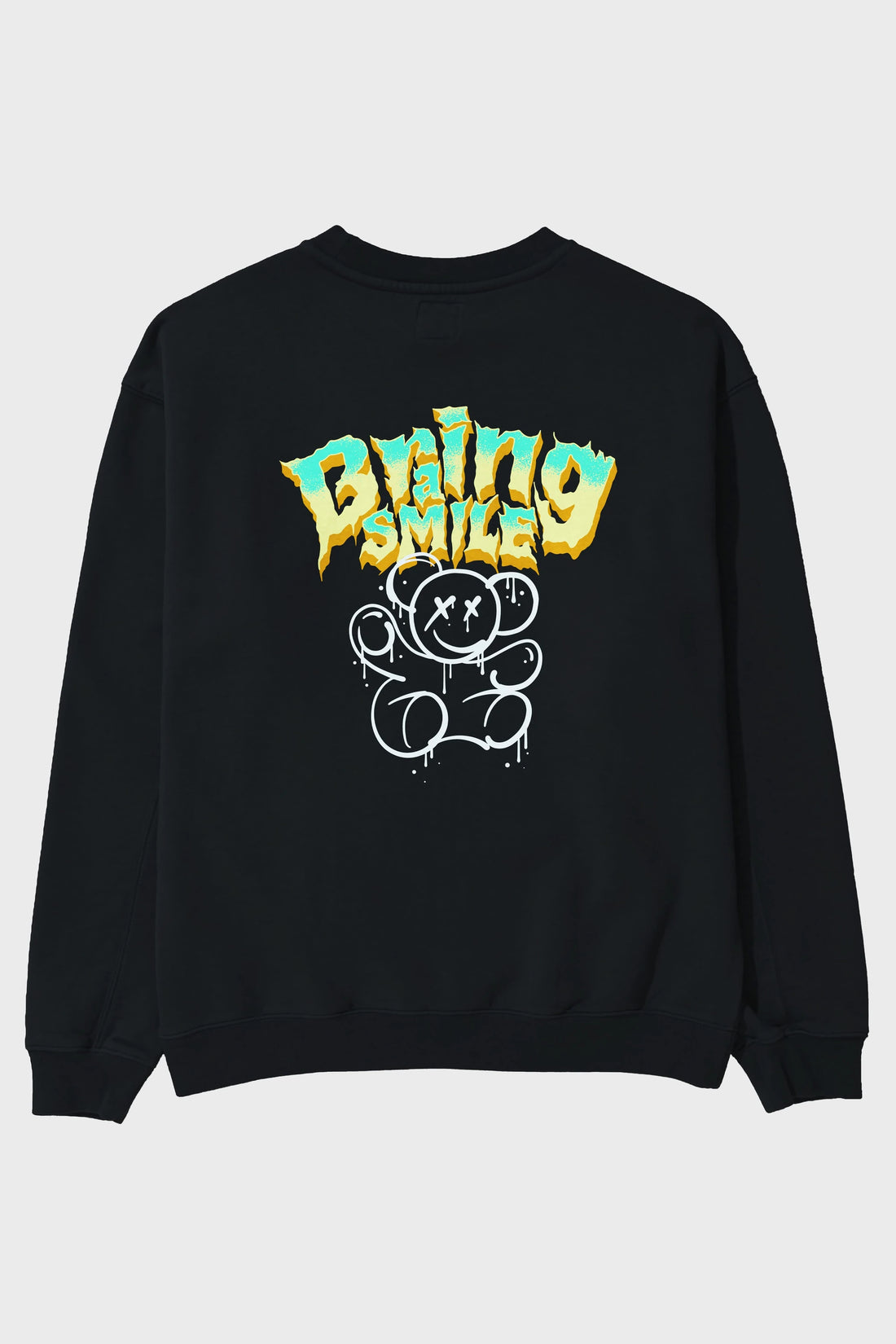 Teddy Bear Braing Smile Arka Baskılı Oversize Sweatshirt Erkek Kadın Unisex
