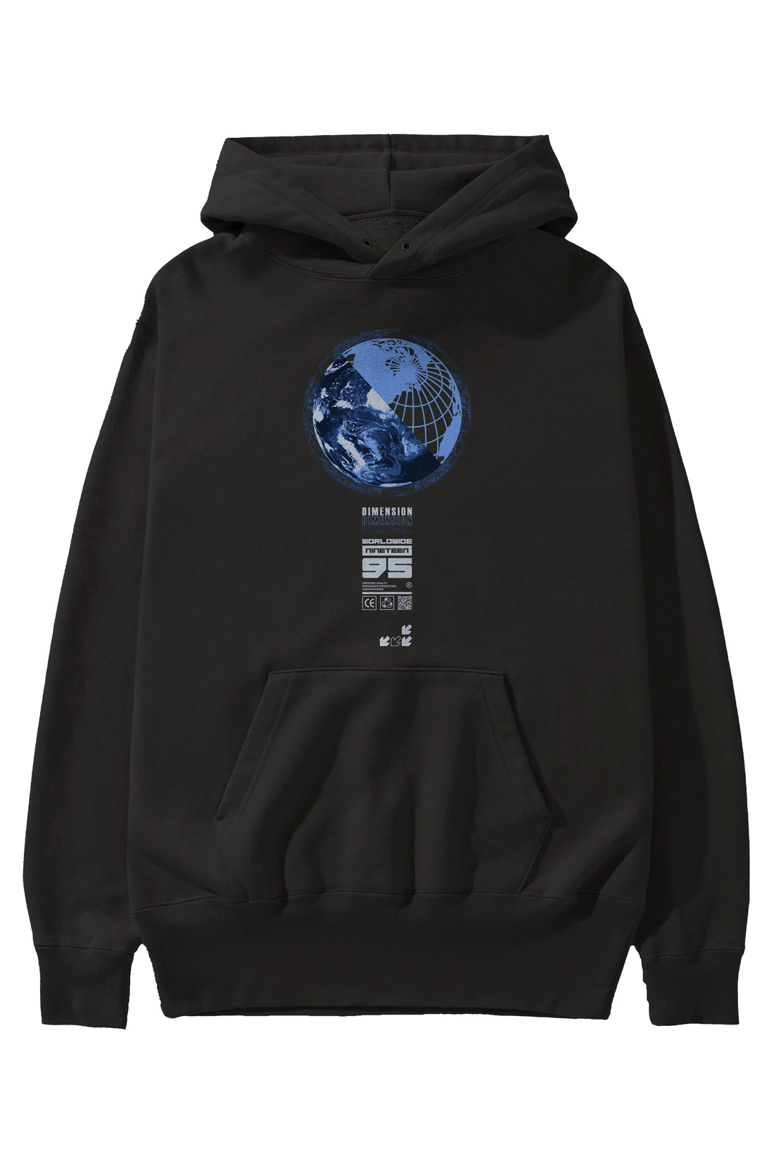 Dimension 95 Ön Baskılı Hoodie Oversize Kapüşonlu Sweatshirt Erkek Kadın Unisex