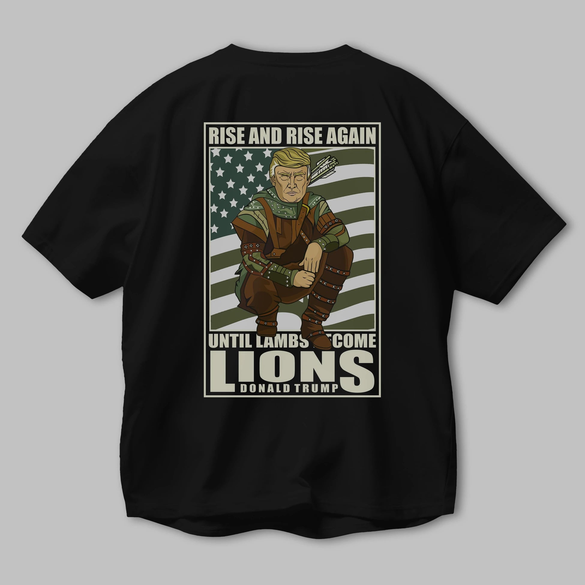 Robin Hood Trump Arka Baskılı Oversize t-shirt Erkek Kadın Unisex %100 Pamuk tişort