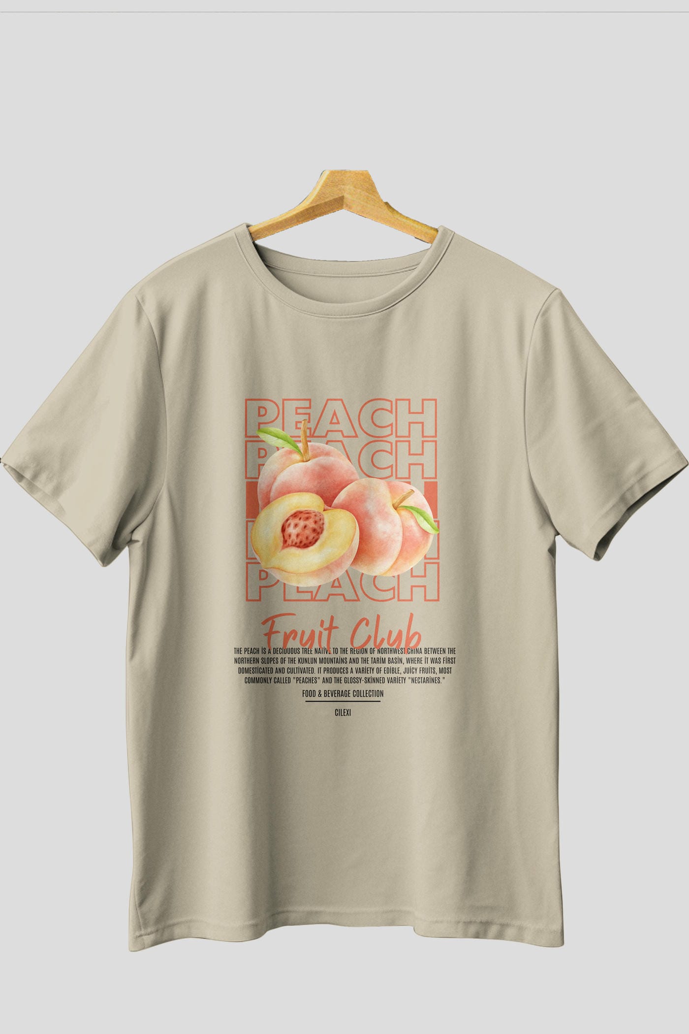 Peach Ön Baskılı Oversize t-shirt Erkek Kadın Pamuk Bisiklet Yaka tişort