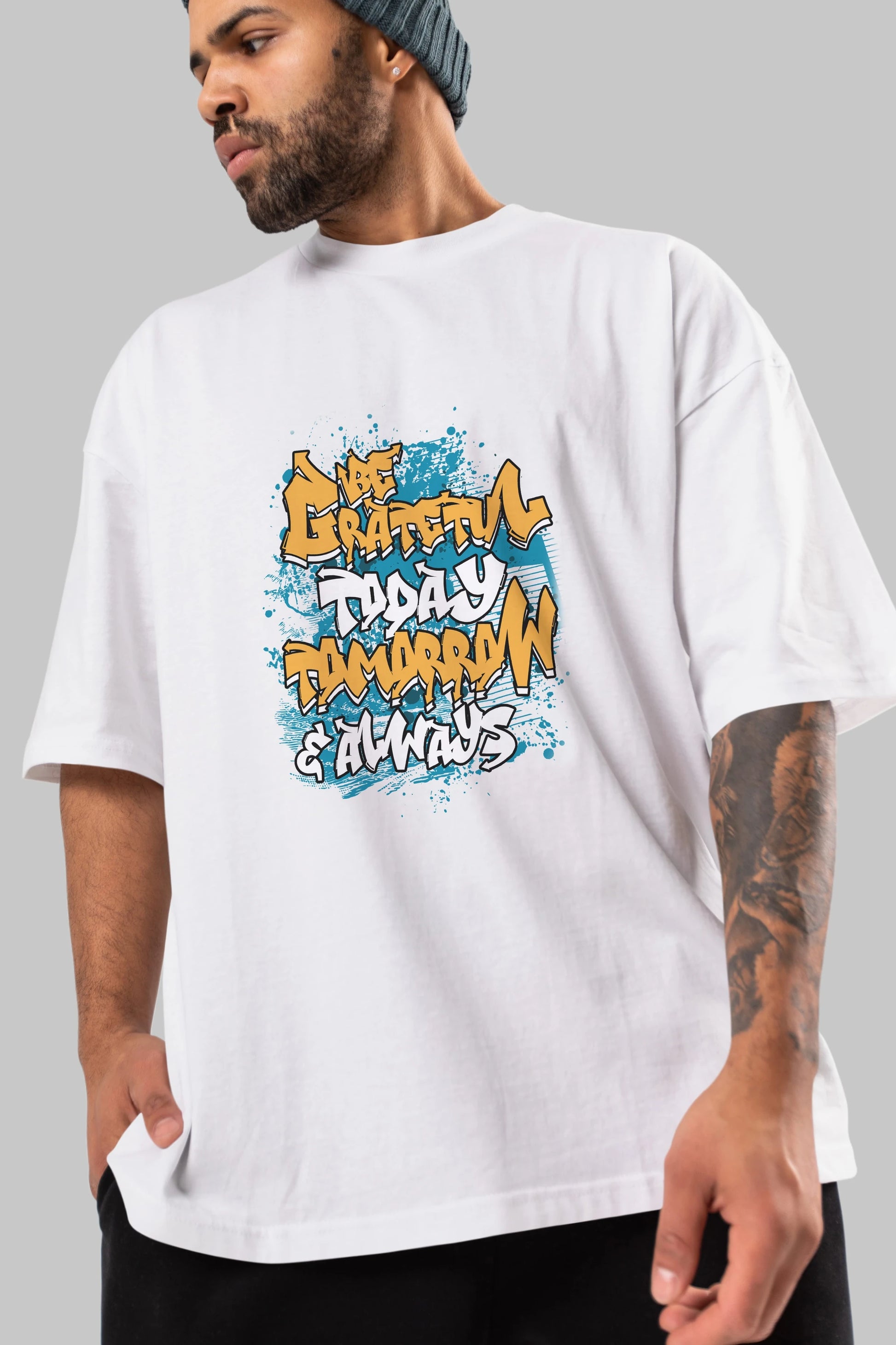 Be Gratetul Today Ön Baskılı Oversize t-shirt Erkek Kadın Unisex