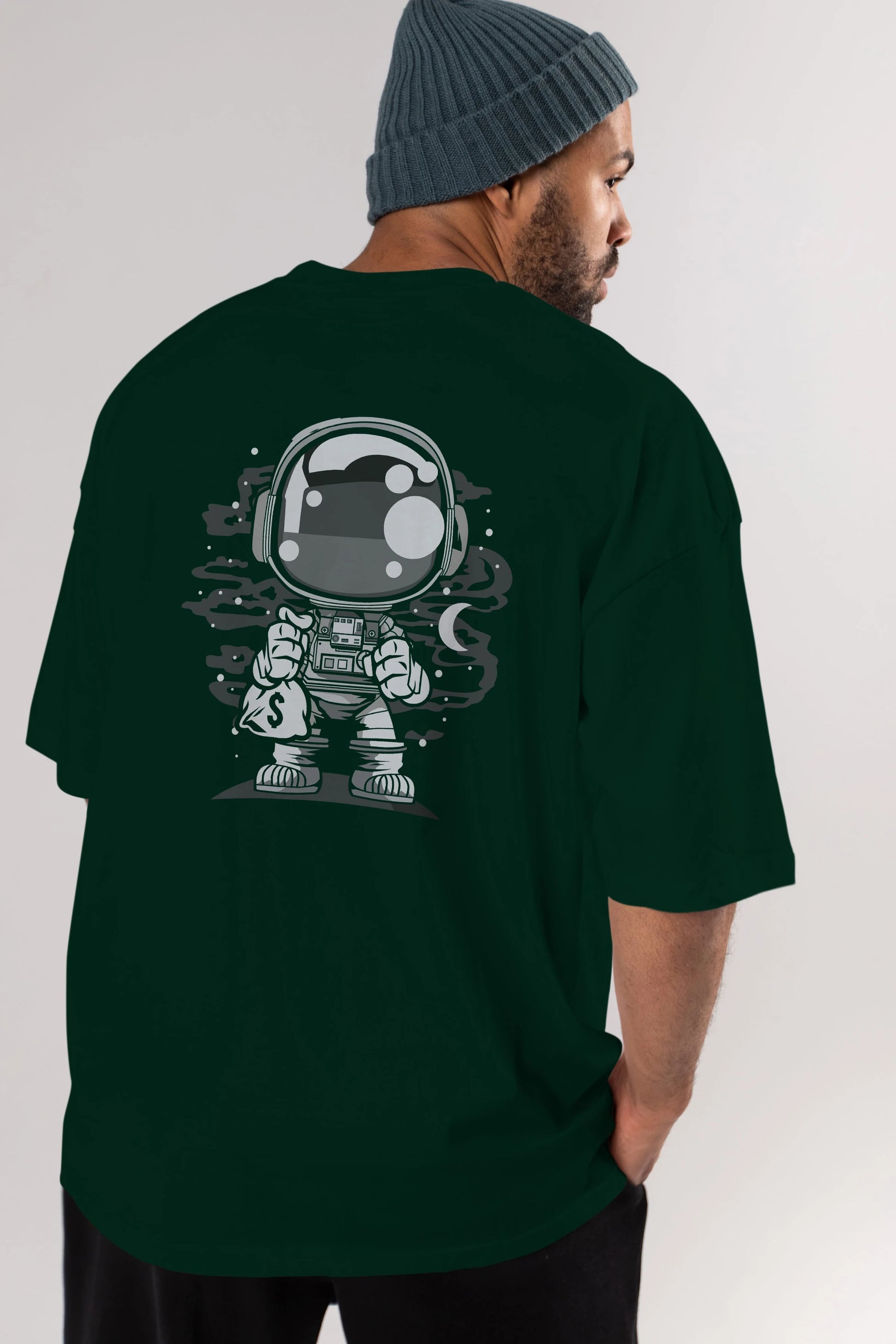 Astronaut Chibi Arka Baskılı Oversize t-shirt Erkek Kadın Unisex