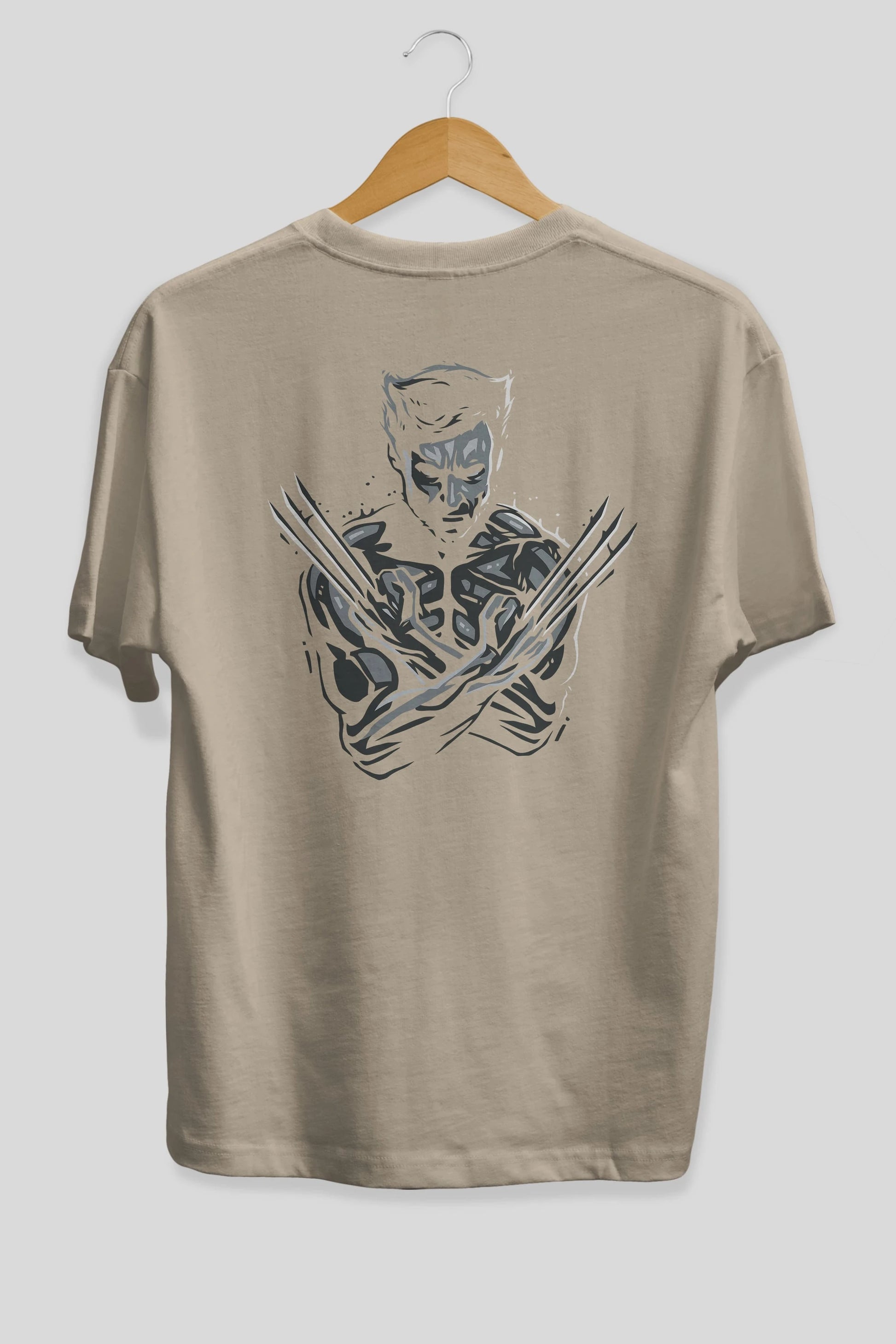 Wolverine Arka Baskılı Oversize t-shirt Erkek Kadın Unisex %100 Pamuk Bisiklet Yaka tişort