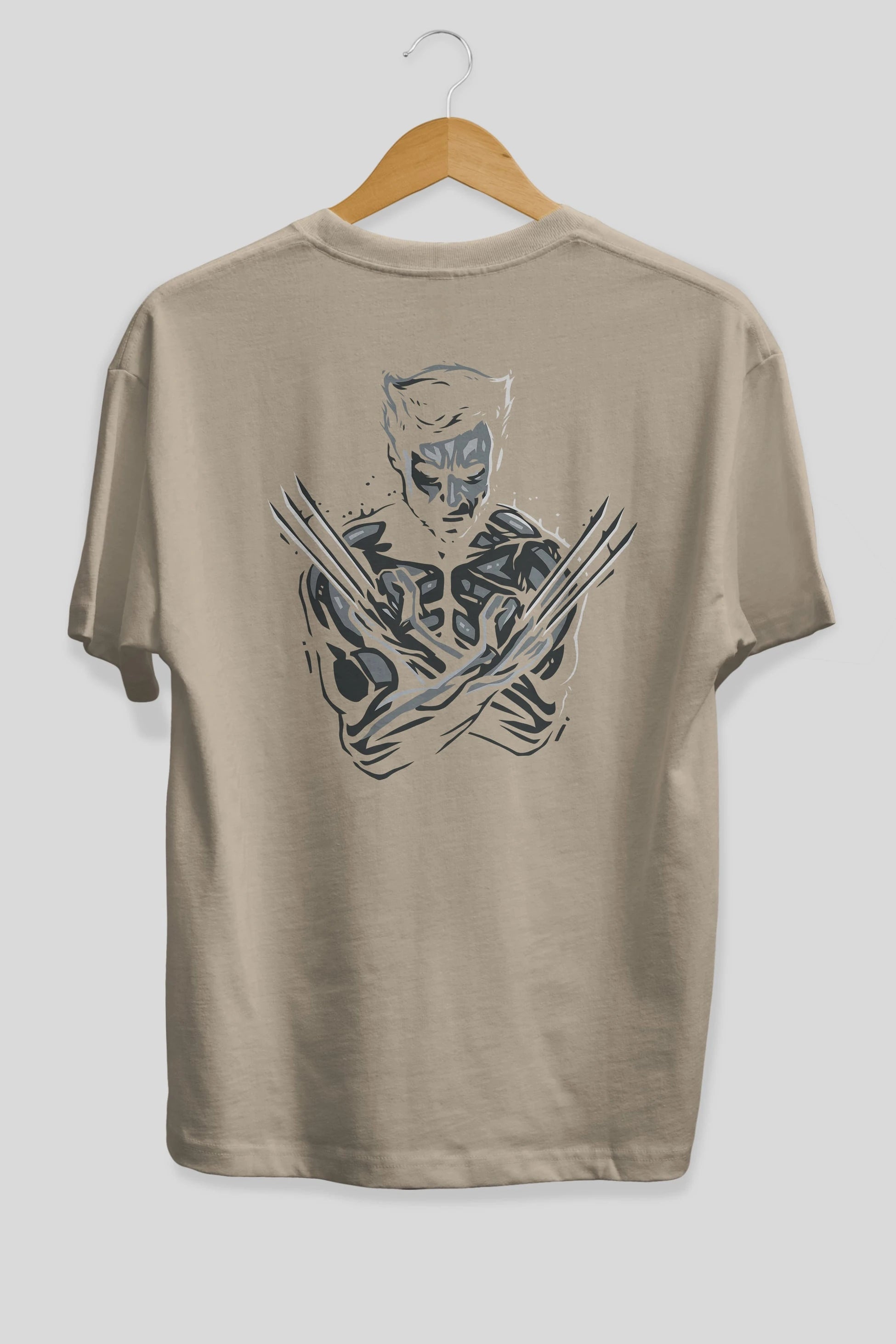 Wolverine Arka Baskılı Oversize t-shirt Erkek Kadın Unisex %100 Pamuk Bisiklet Yaka tişort