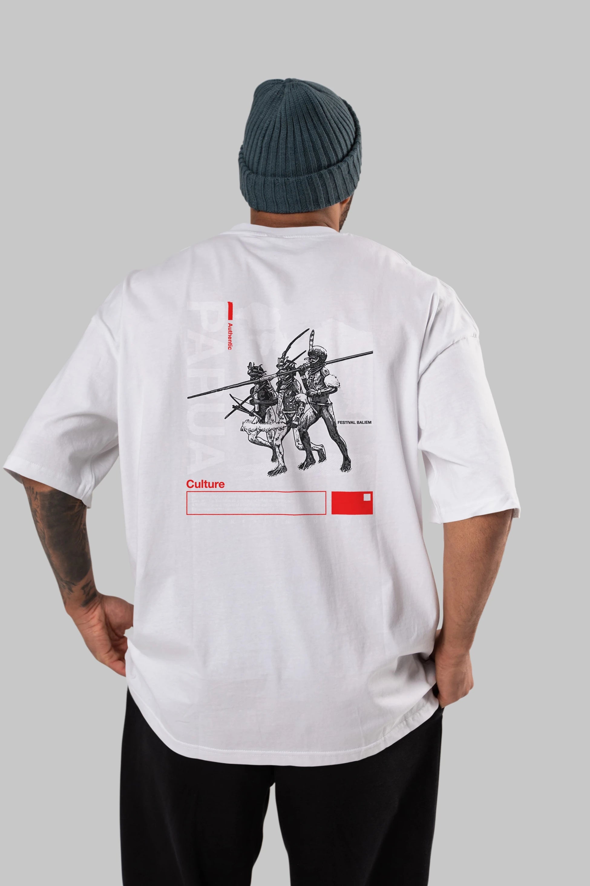 Papua Culture Arka Baskılı Oversize t-shirt Erkek Kadın Unisex