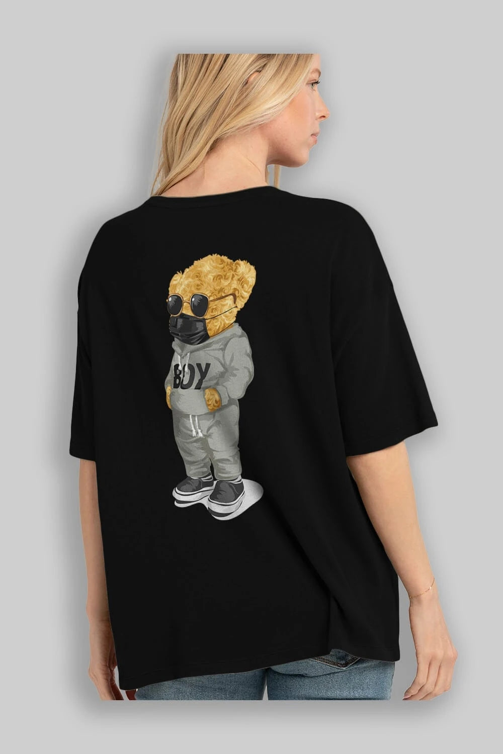 Teddy Bear Boy Arka Baskılı Oversize t-shirt Erkek Kadın Unisex %100 Pamuk