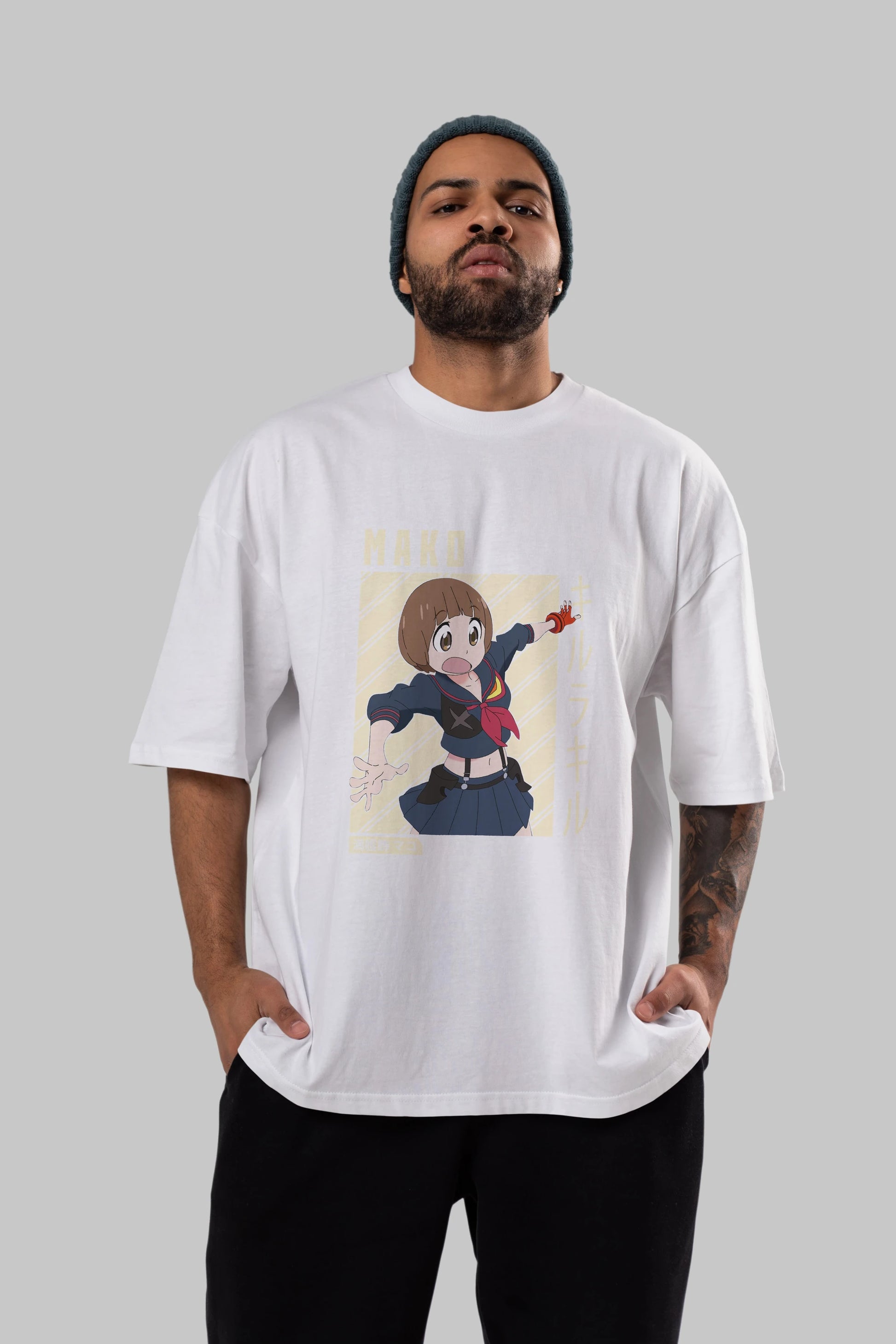 Mako Mankanshoku 1 Anime Ön Baskılı Oversize t-shirt %100 pamuk Erkek Kadın Unisex