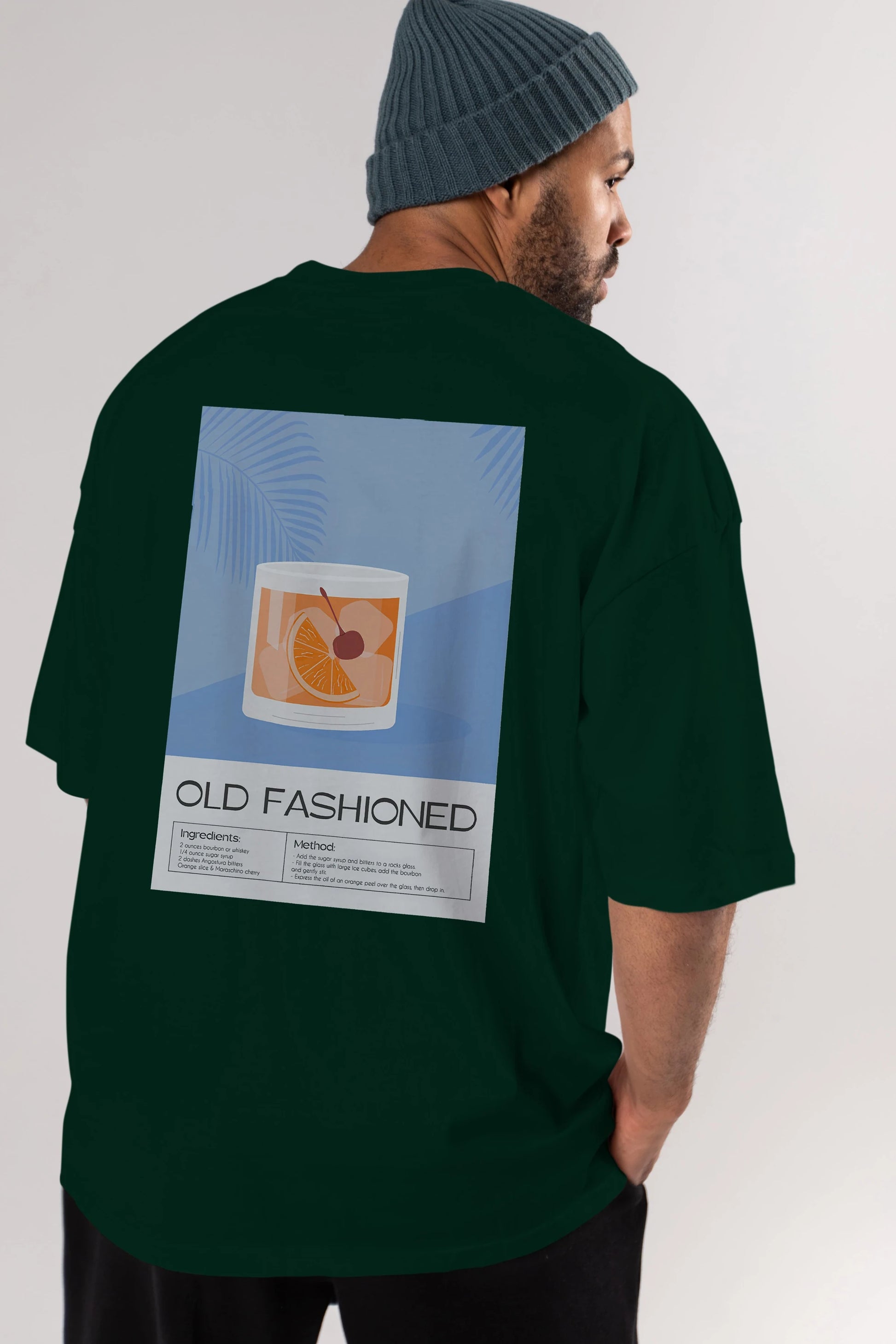 Old Fashioned 3 Arka Baskılı Oversize t-shirt Erkek Kadın Unisex %100 Pamuk Bisiklet Yaka tişort