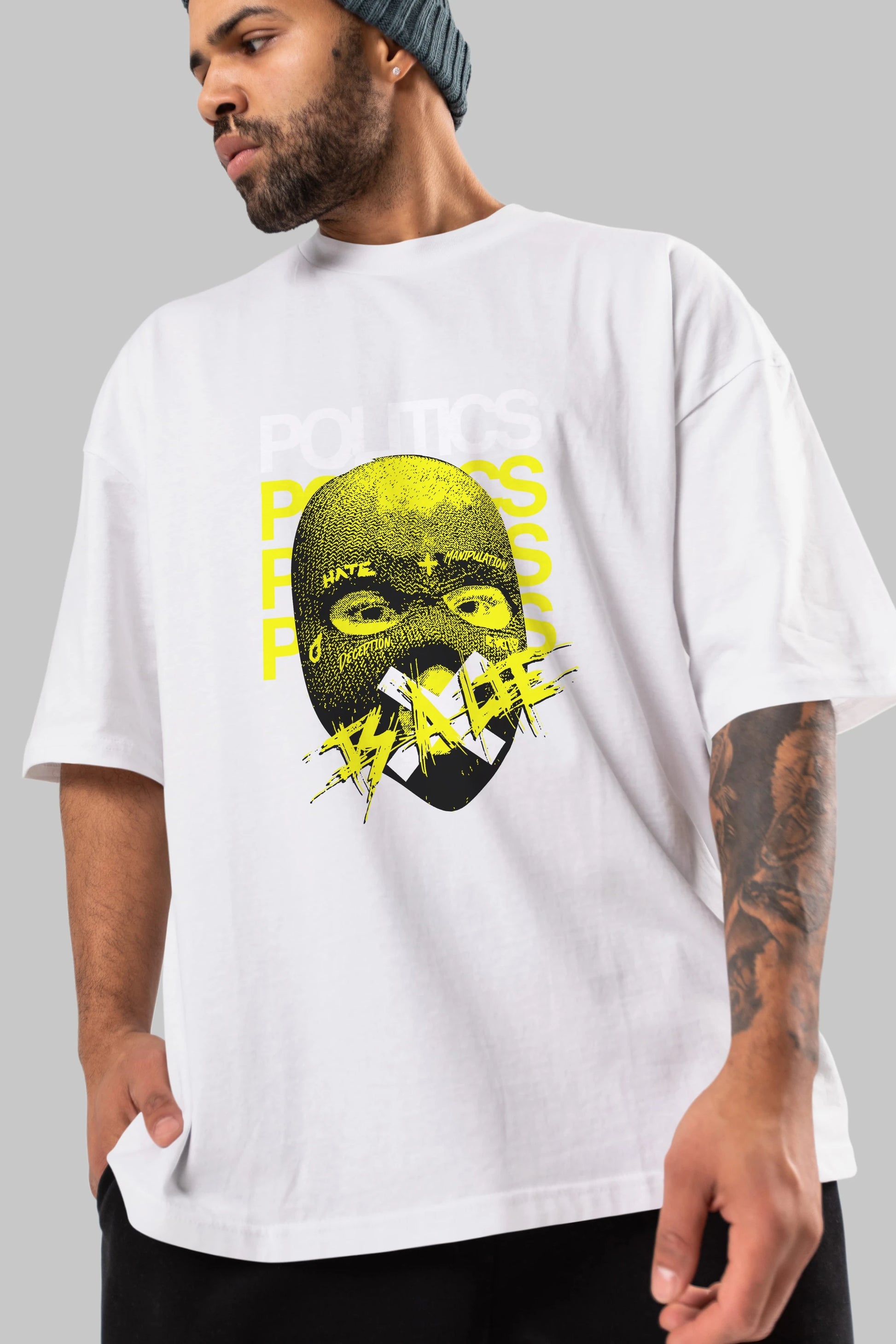 Politics is a Lie Ön Baskılı Oversize t-shirt Erkek Kadın Unisex