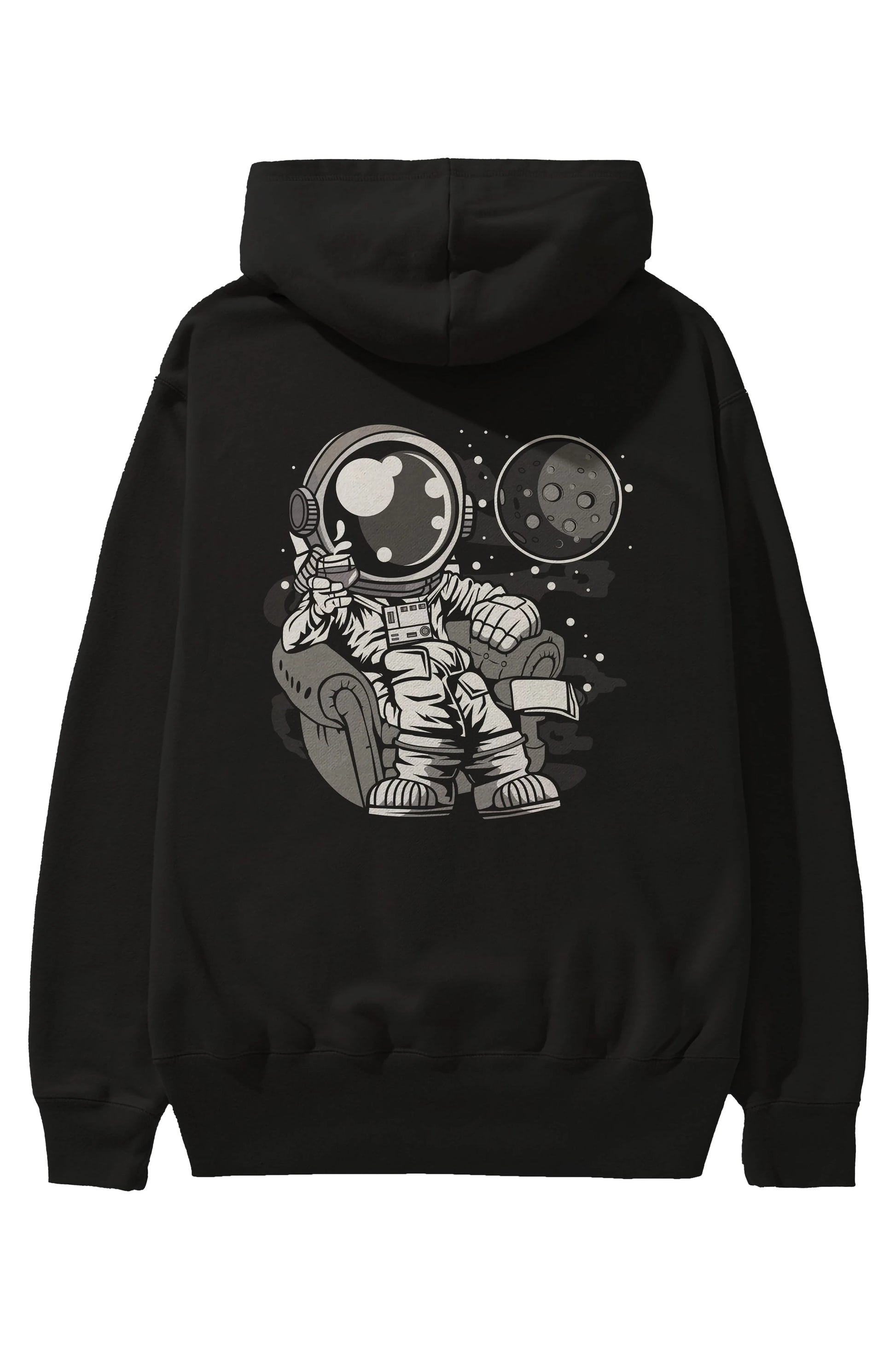 Astronaut Drinking And Relax Arka Baskılı Hoodie Oversize Kapüşonlu Sweatshirt Erkek Kadın Unisex