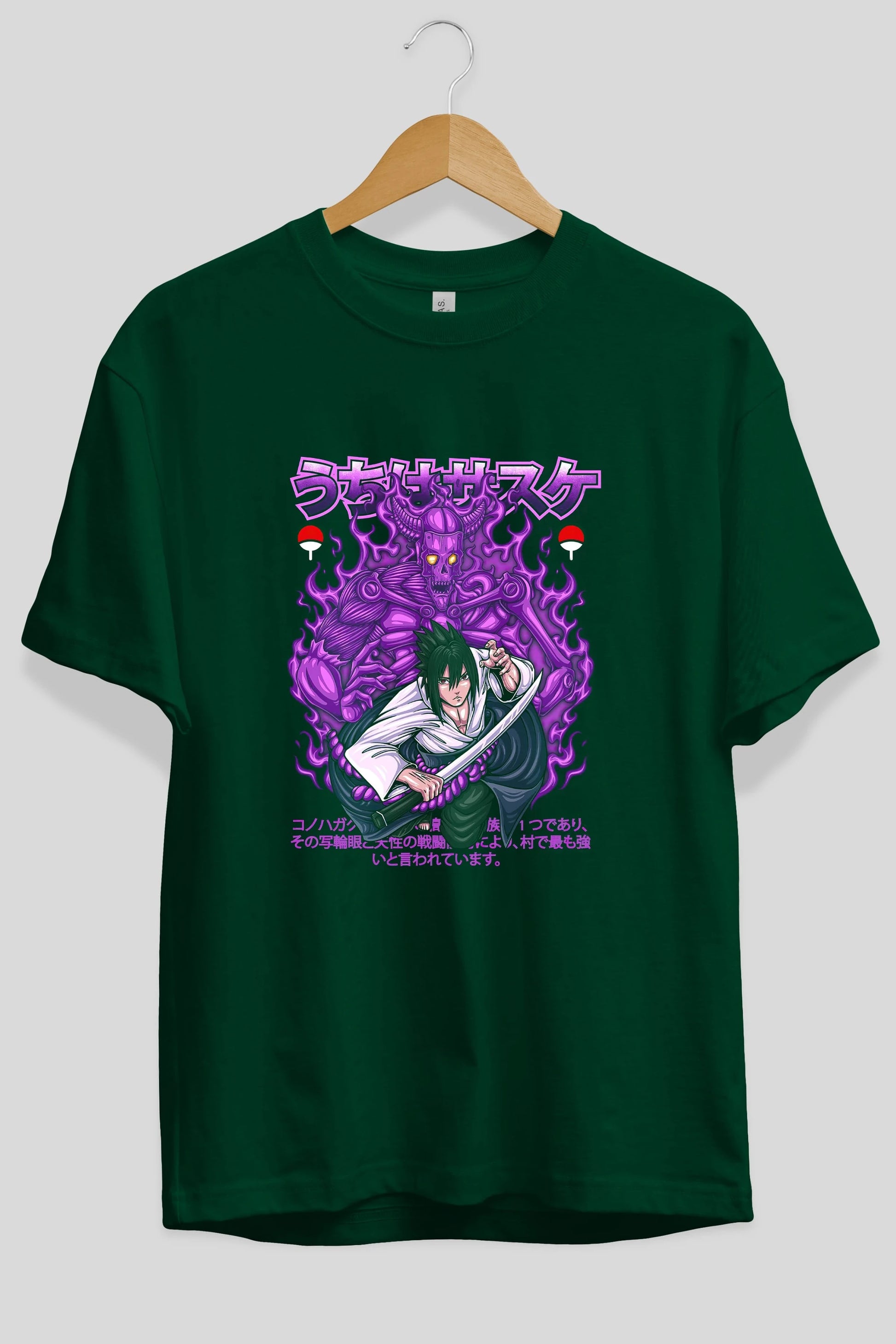 SASUKE UCHIHA NARUTO Anime Ön Baskılı Oversize t-shirt %100 pamuk Erkek Kadın Unisex