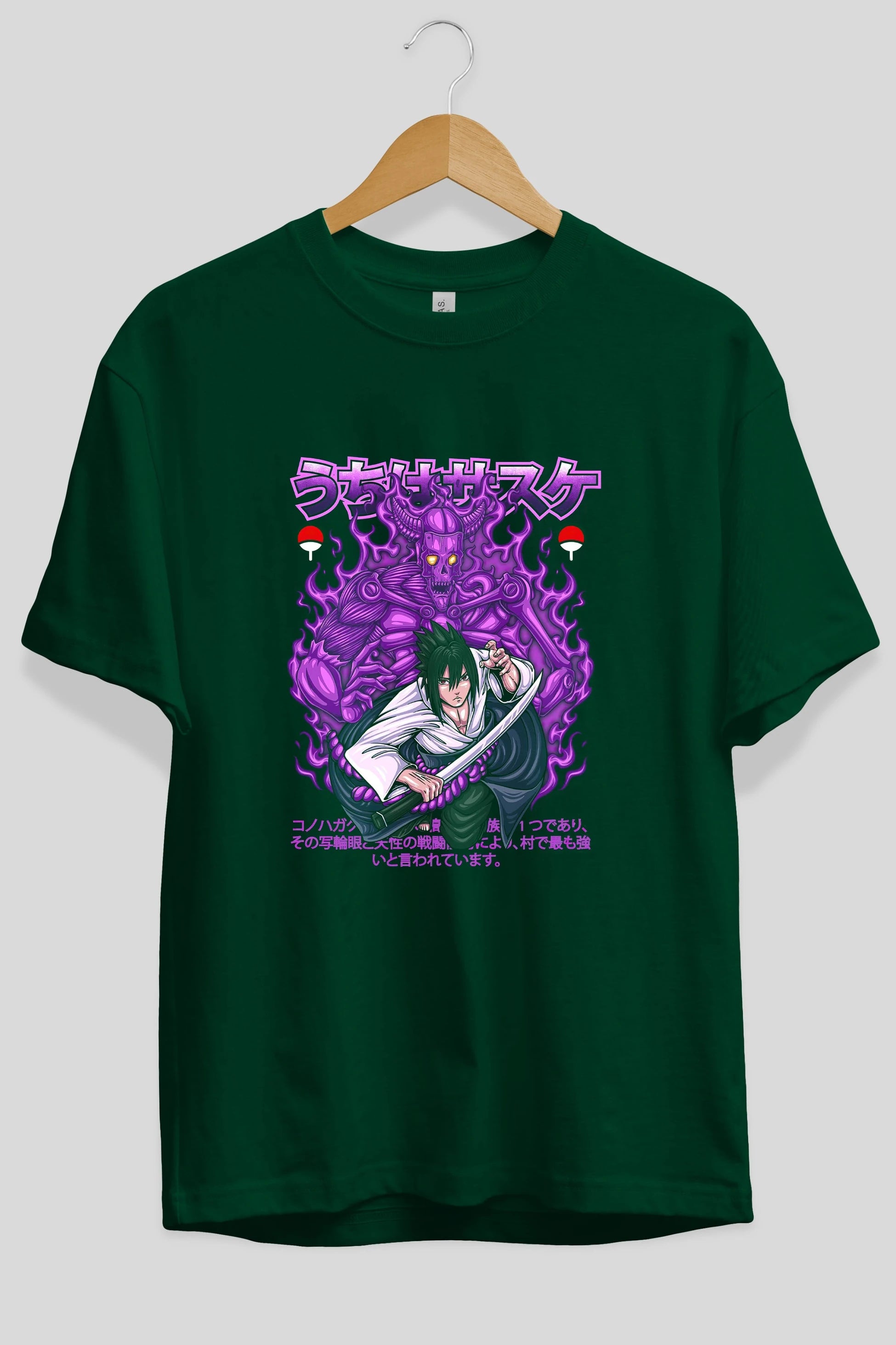 SASUKE UCHIHA NARUTO Anime Ön Baskılı Oversize t-shirt %100 pamuk Erkek Kadın Unisex