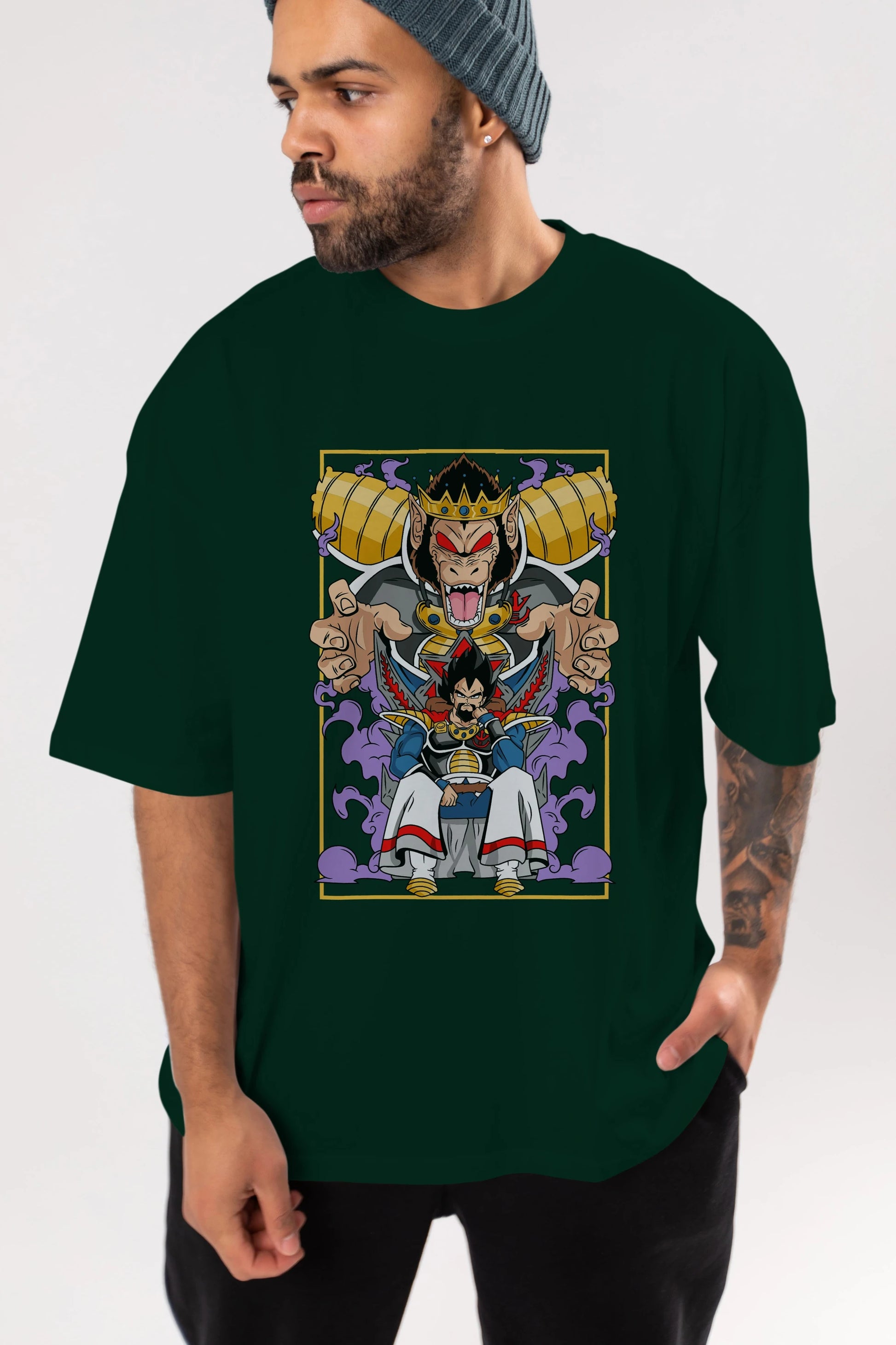 DragonBall ReyVegeta Anime Ön Baskılı Oversize t-shirt %100 pamuk Erkek Kadın Unisex