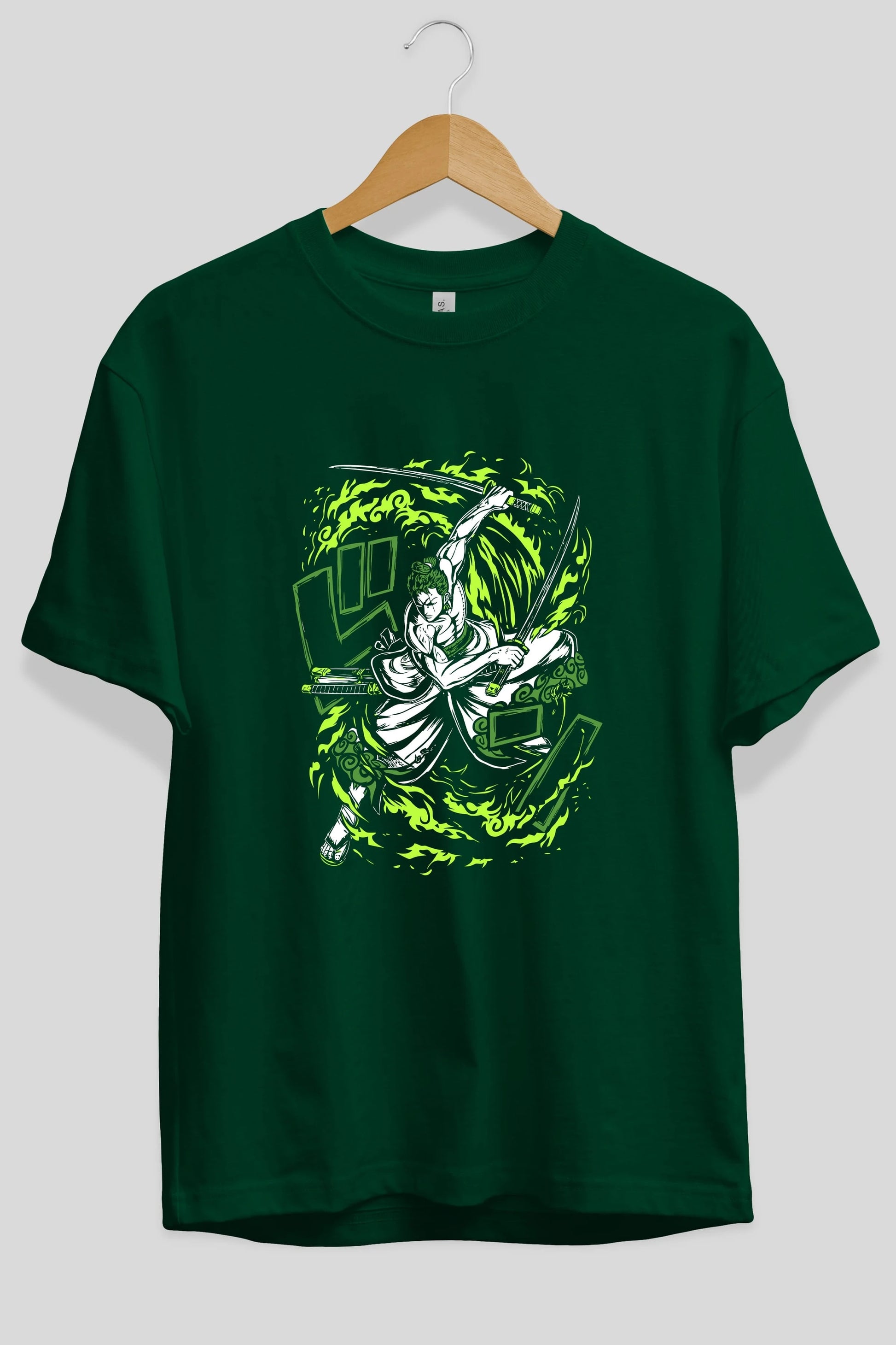 ZORO-ONE PIECE (2) Anime Ön Baskılı Oversize t-shirt %100 pamuk Erkek Kadın Unisex
