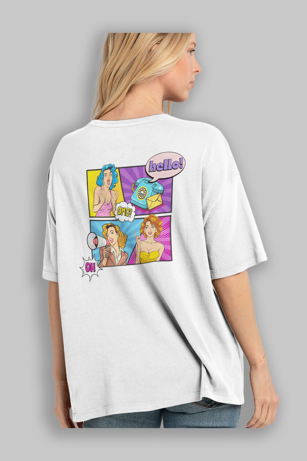 Hello OMG Arka Baskılı Oversize t-shirt Erkek Kadın Unisex