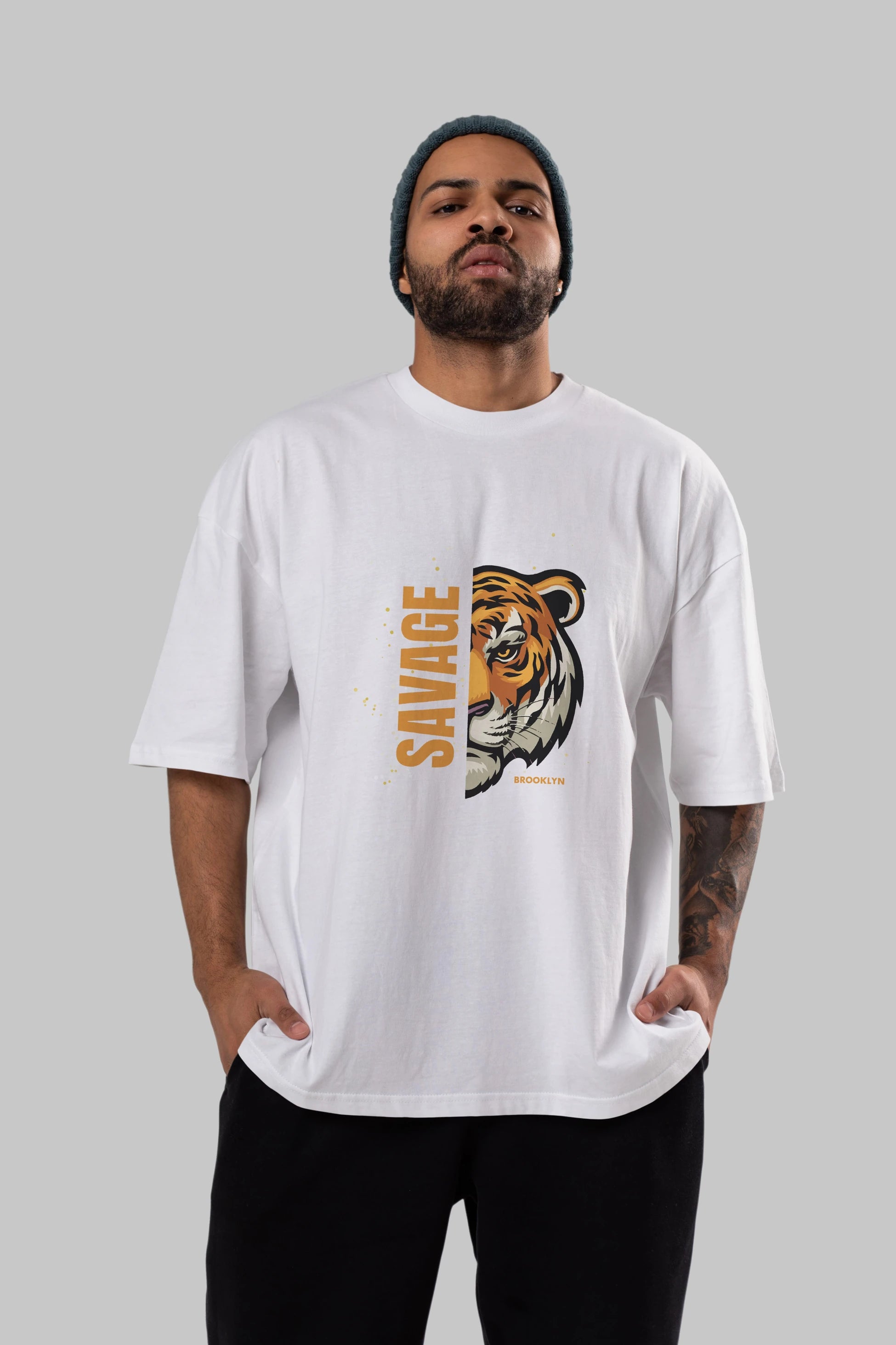 Savage Brooklyn Yazılı Ön Baskılı Oversize t-shirt Erkek Kadın Unisex