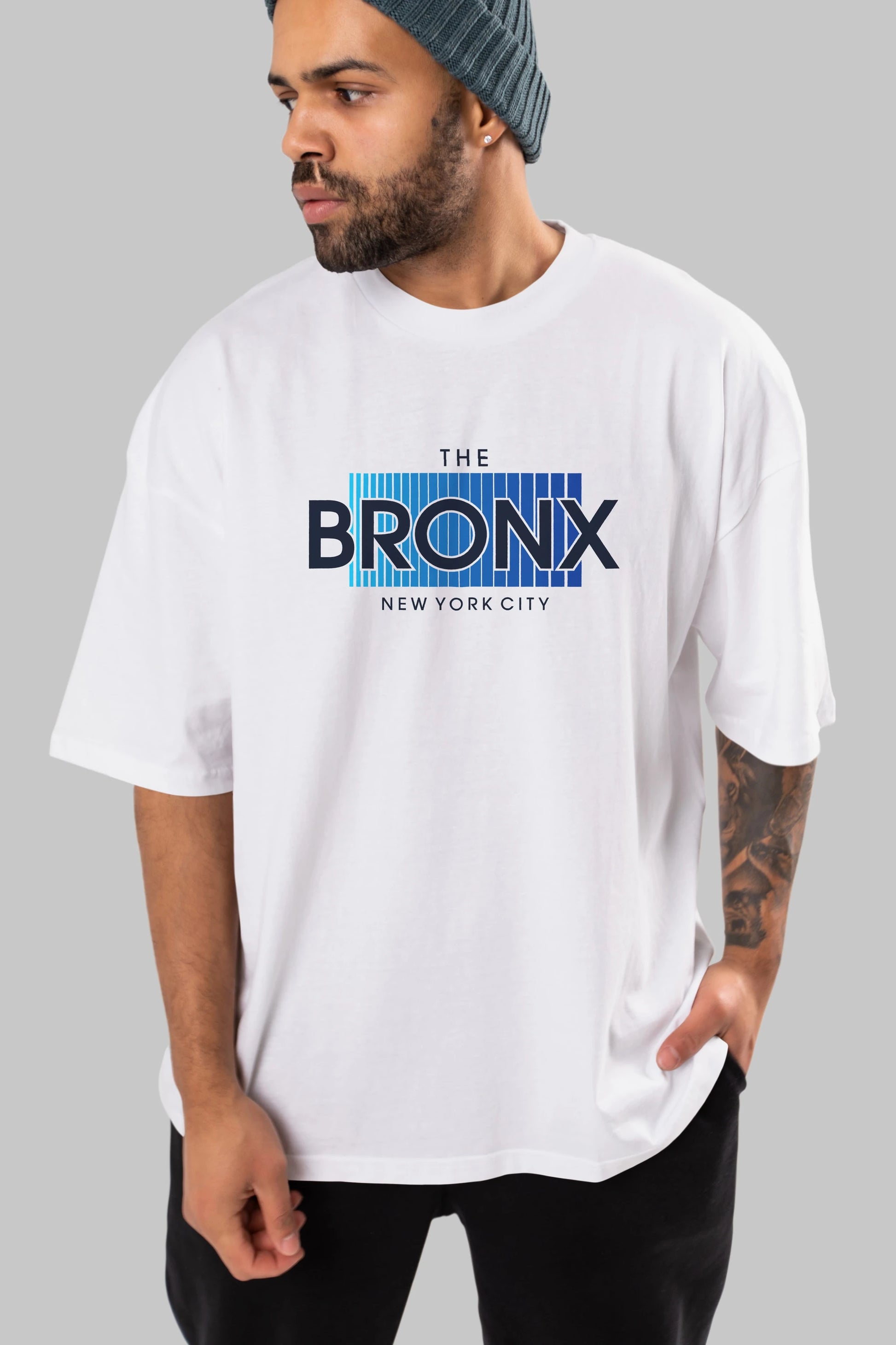 The Bronx Ön Baskılı Oversize t-shirt Erkek Kadın Unisex
