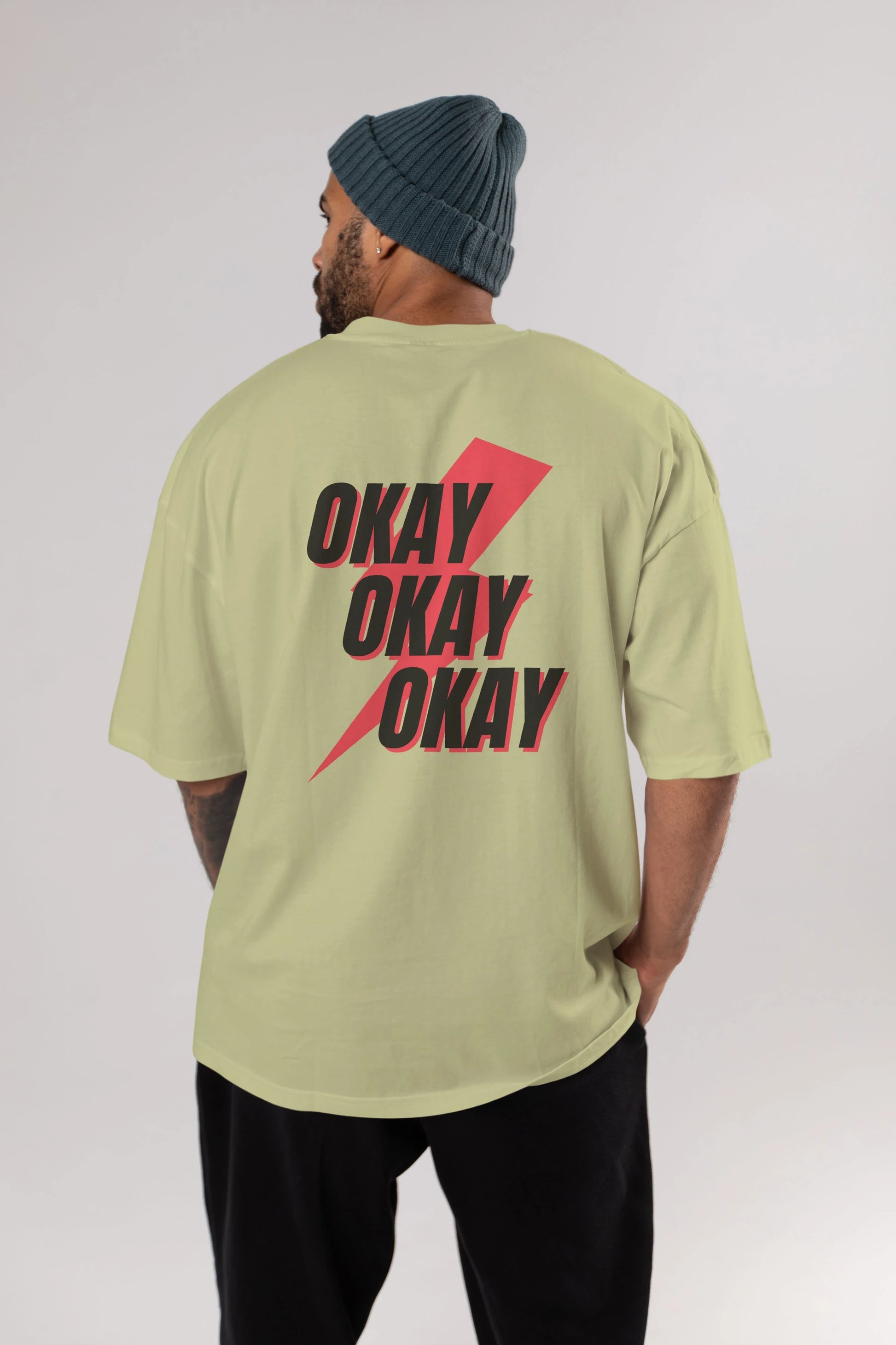 Okay Arka Baskılı Oversize t-shirt Erkek Kadın Unisex