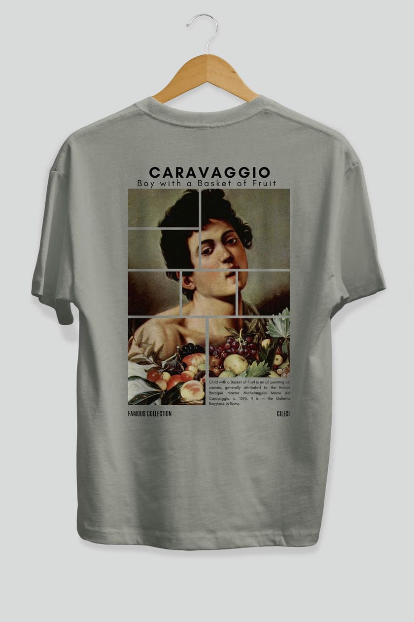Caravaggio Boy Arka Baskılı Oversize t-shirt Erkek Kadın Bisiklet Yaka Pamuk tişort