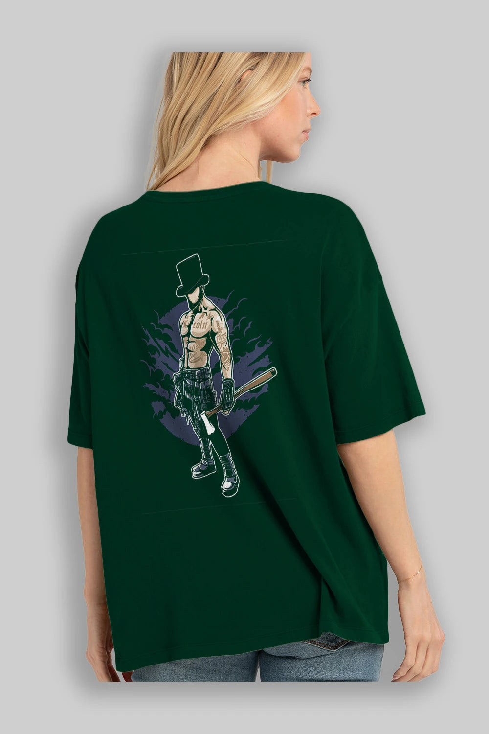 Lincoln Arka Baskılı Oversize t-shirt Erkek Kadın Unisex %100 Pamuk