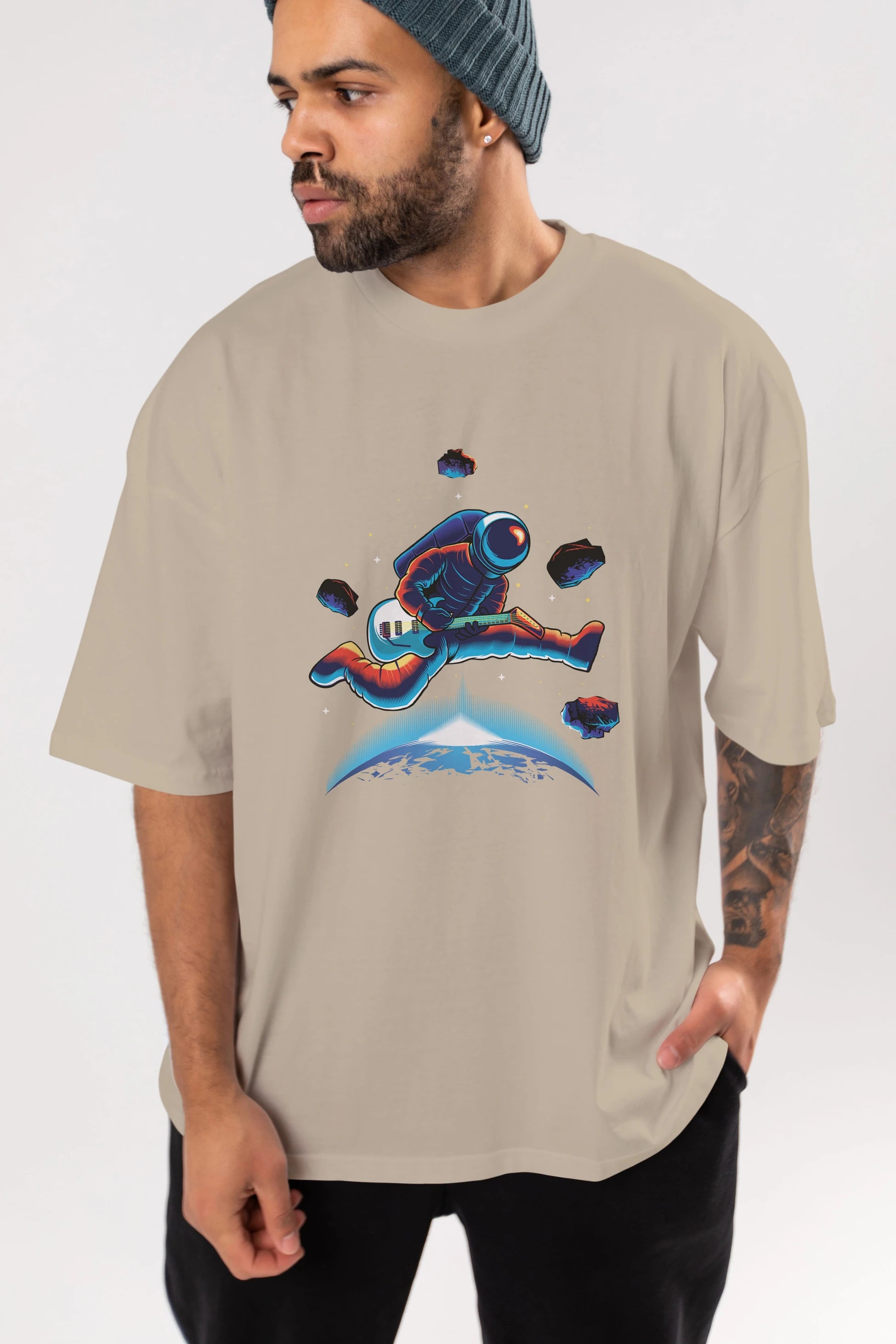 Astroguitar Ön Baskılı Oversize t-shirt Erkek Kadın Unisex
