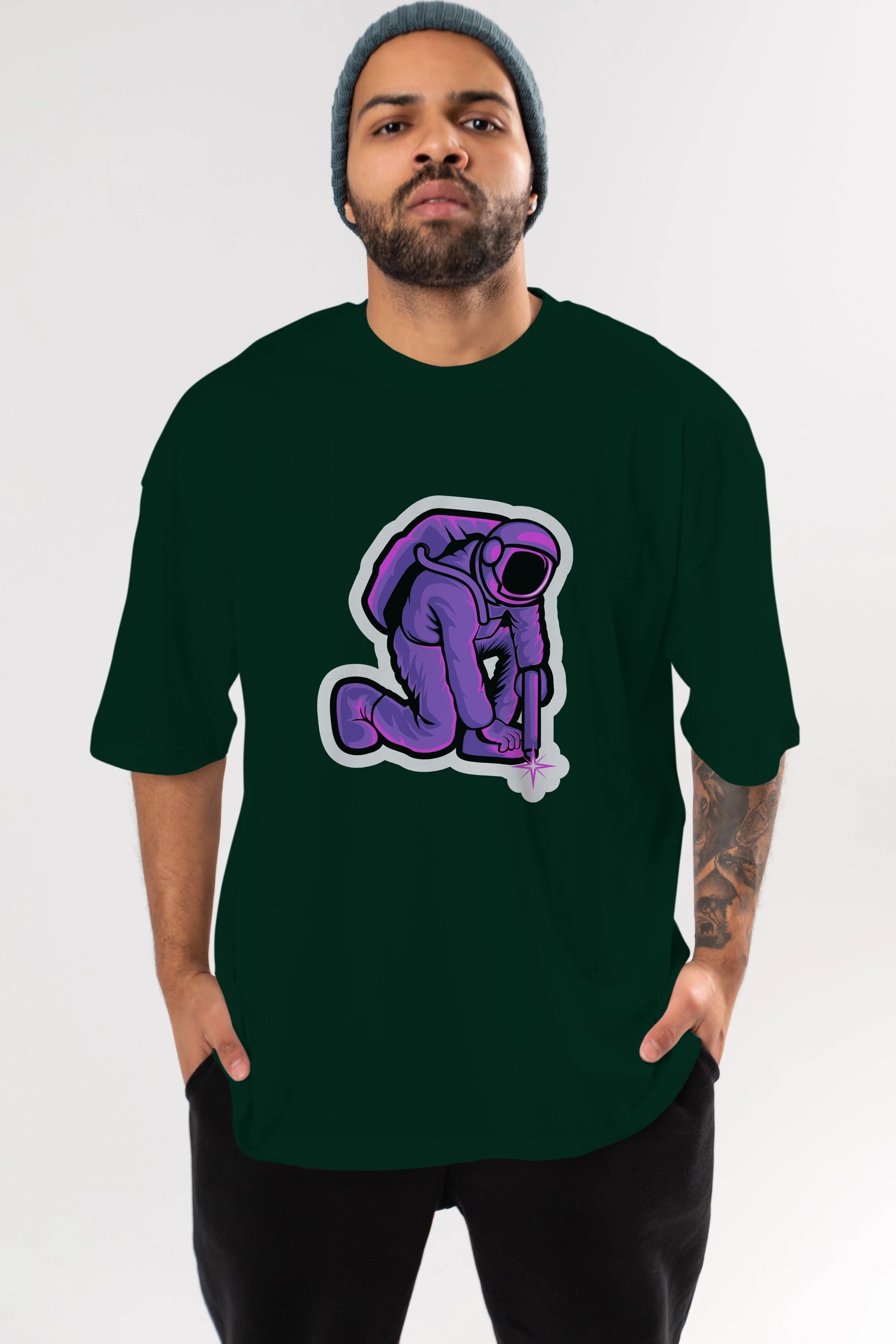 Welding in Space Sticker Ön Baskılı Oversize t-shirt Erkek Kadın Unisex