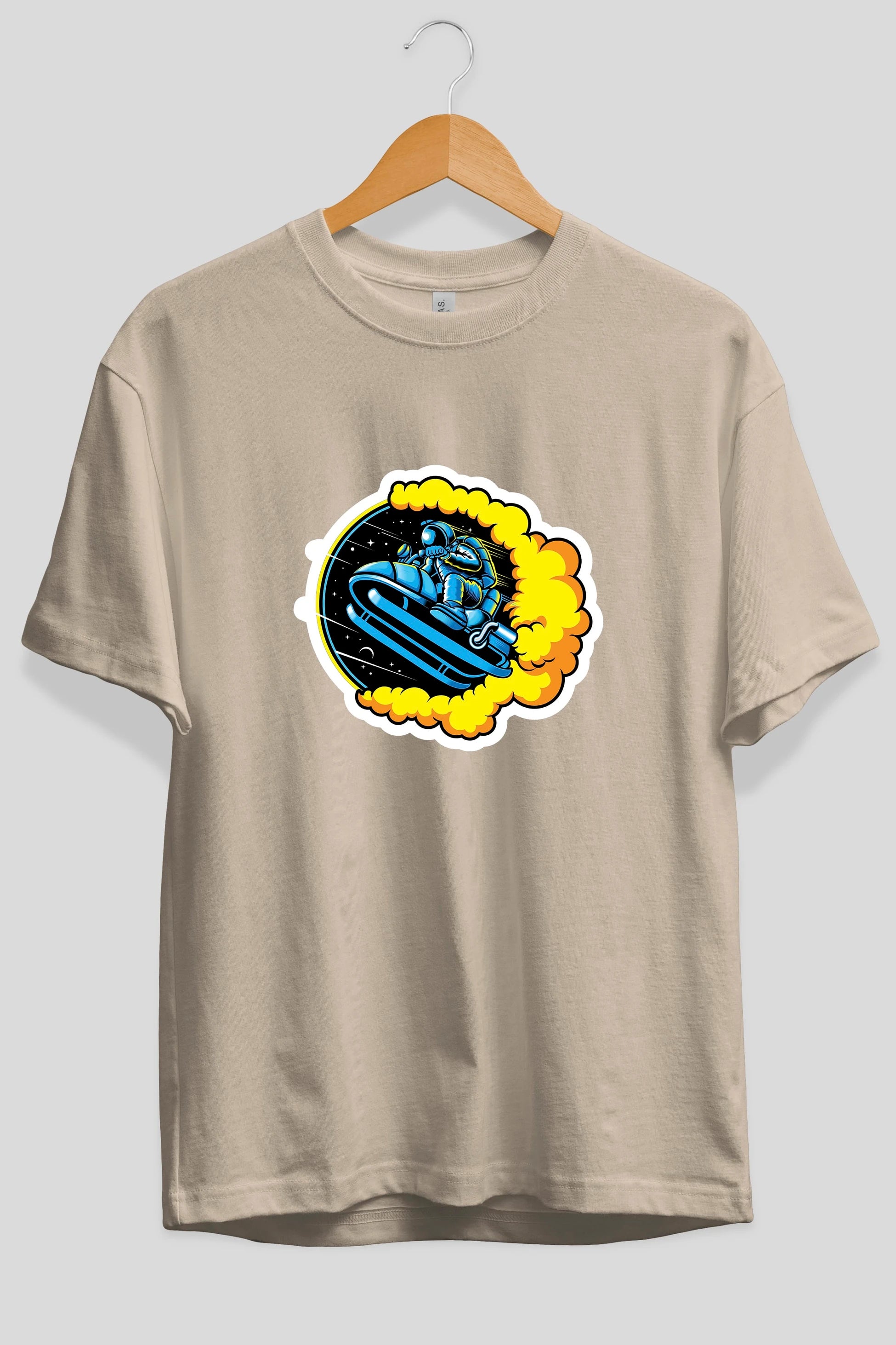 Astrojump with Snowmobile Sticker Ön Baskılı Oversize t-shirt Erkek Kadın Unisex