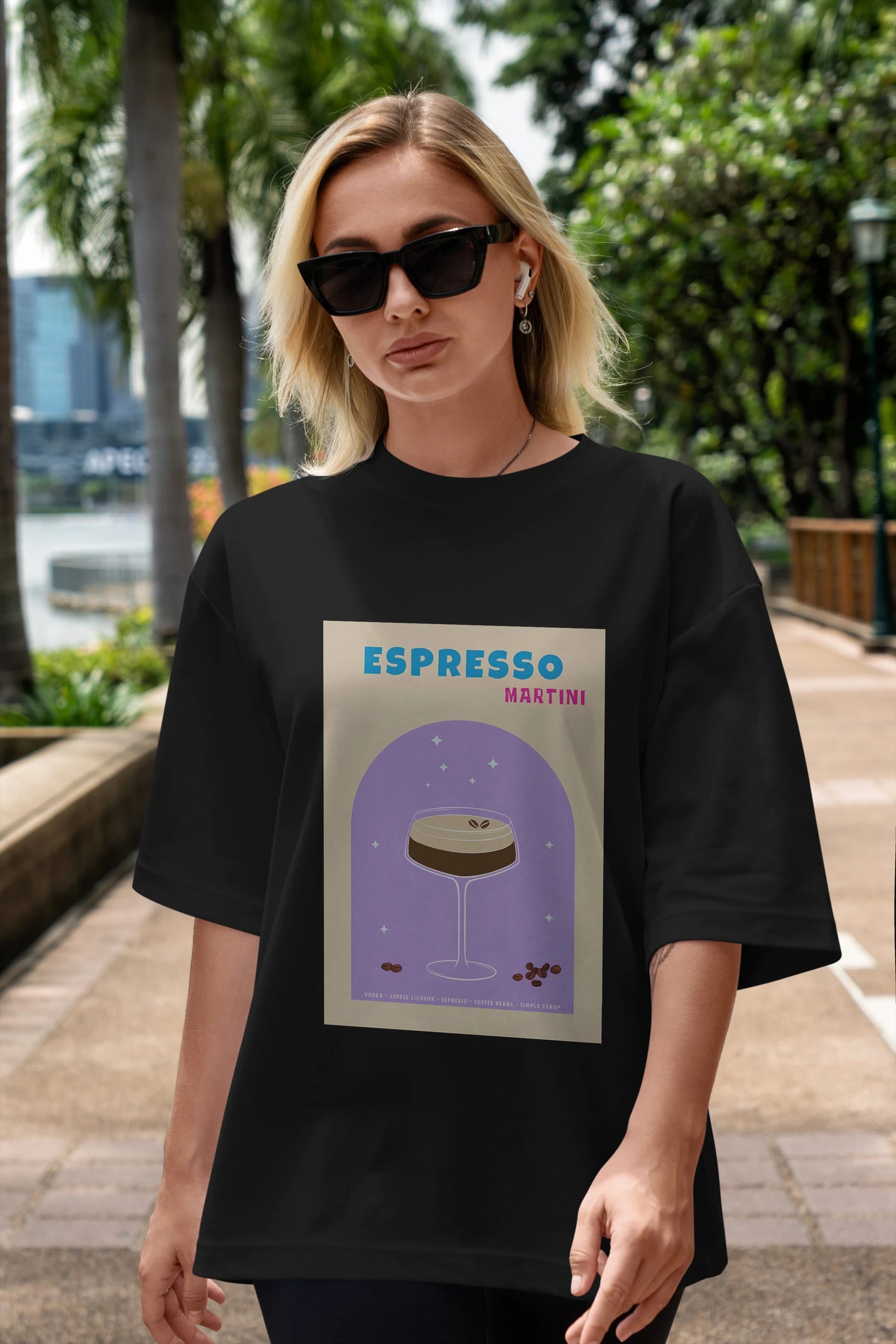 Espresso Martini 5 Ön Baskılı Oversize t-shirt Erkek Kadın Unisex %100 Pamuk Bisiklet Yaka tişort