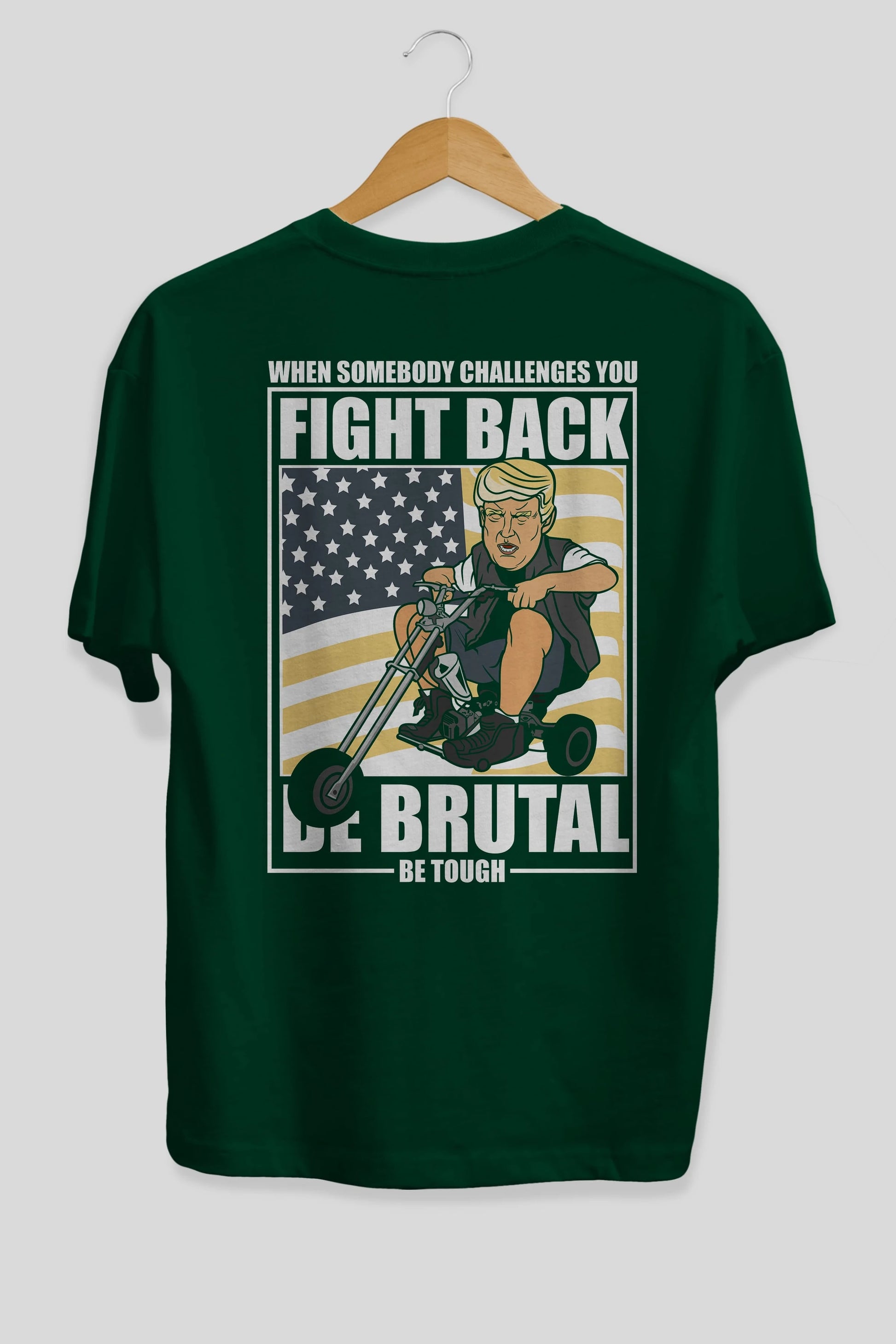 Trump Biker Arka Baskılı Oversize t-shirt Erkek Kadın Unisex %100 Pamuk tişort
