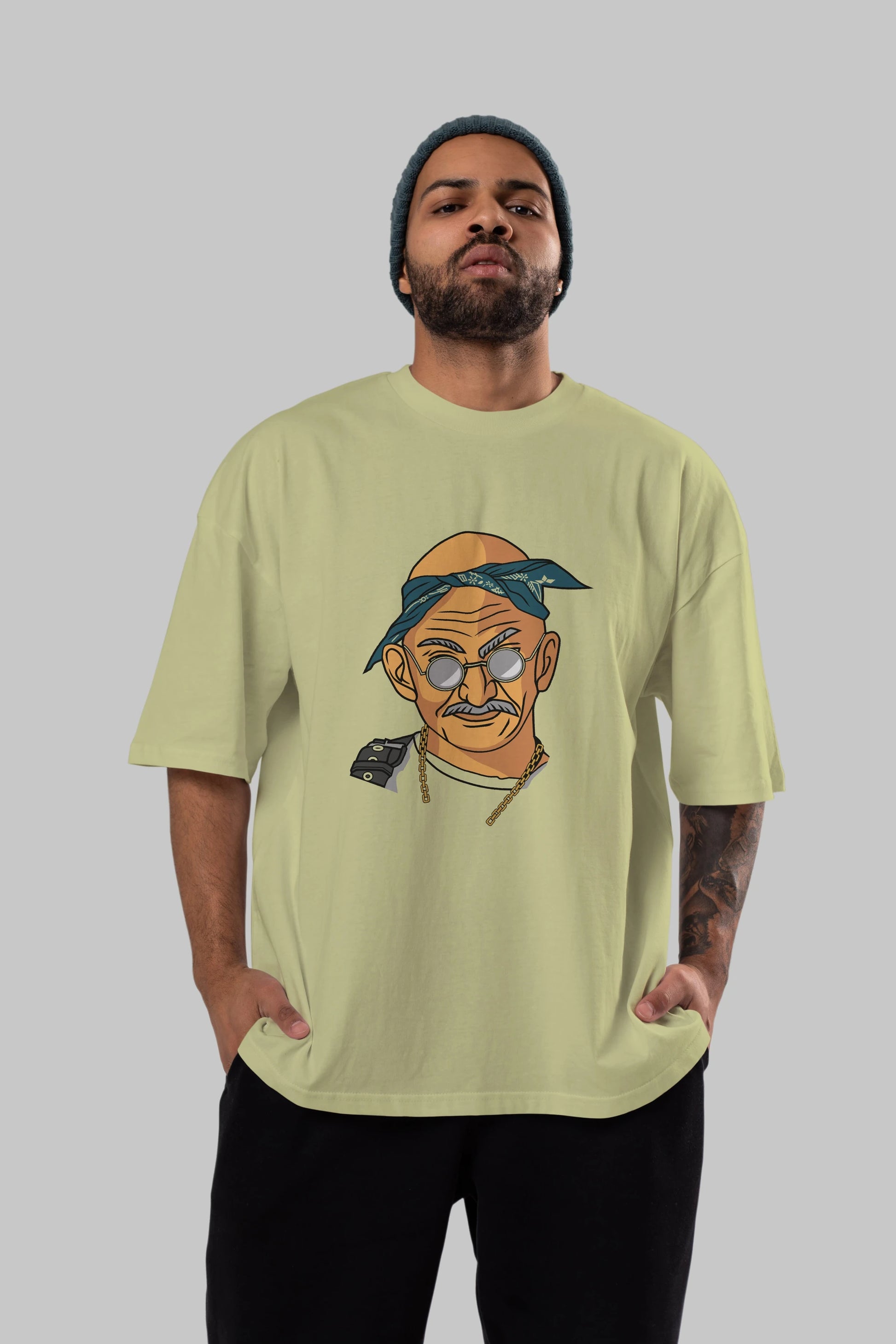 Tupac Gandhi Ön Baskılı Oversize t-shirt Erkek Kadın Unisex %100 Pamuk tişort
