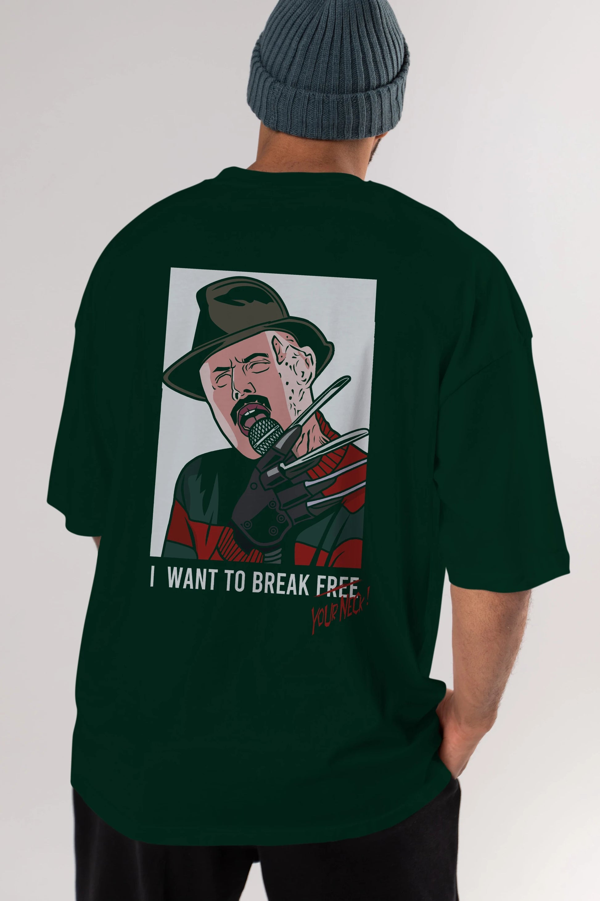 Freddy Merkrueger Arka Baskılı Oversize t-shirt Erkek Kadın Unisex %100 Pamuk tişort