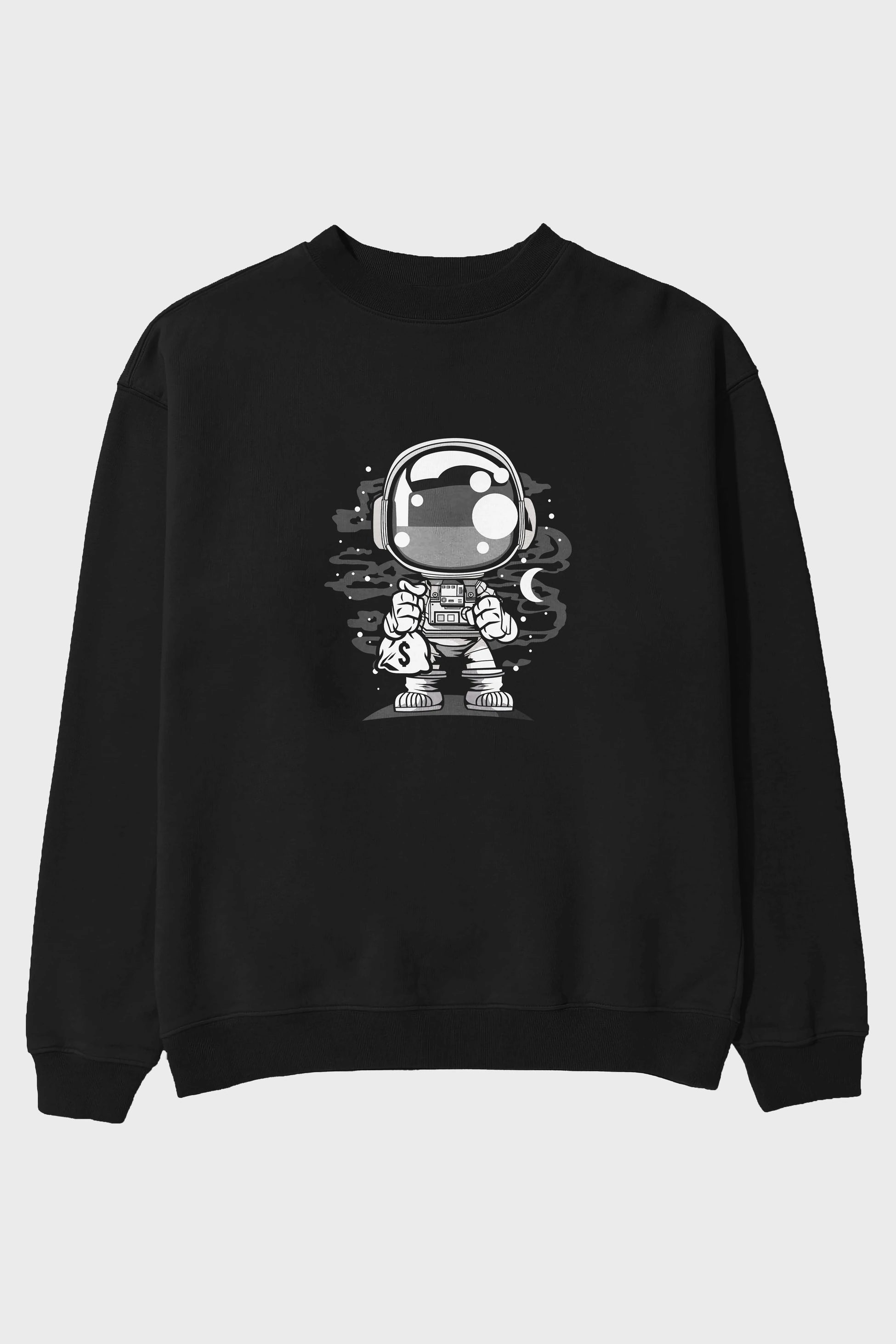 Astronaut Chibi Ön Baskılı Oversize Sweatshirt Erkek Kadın Unisex