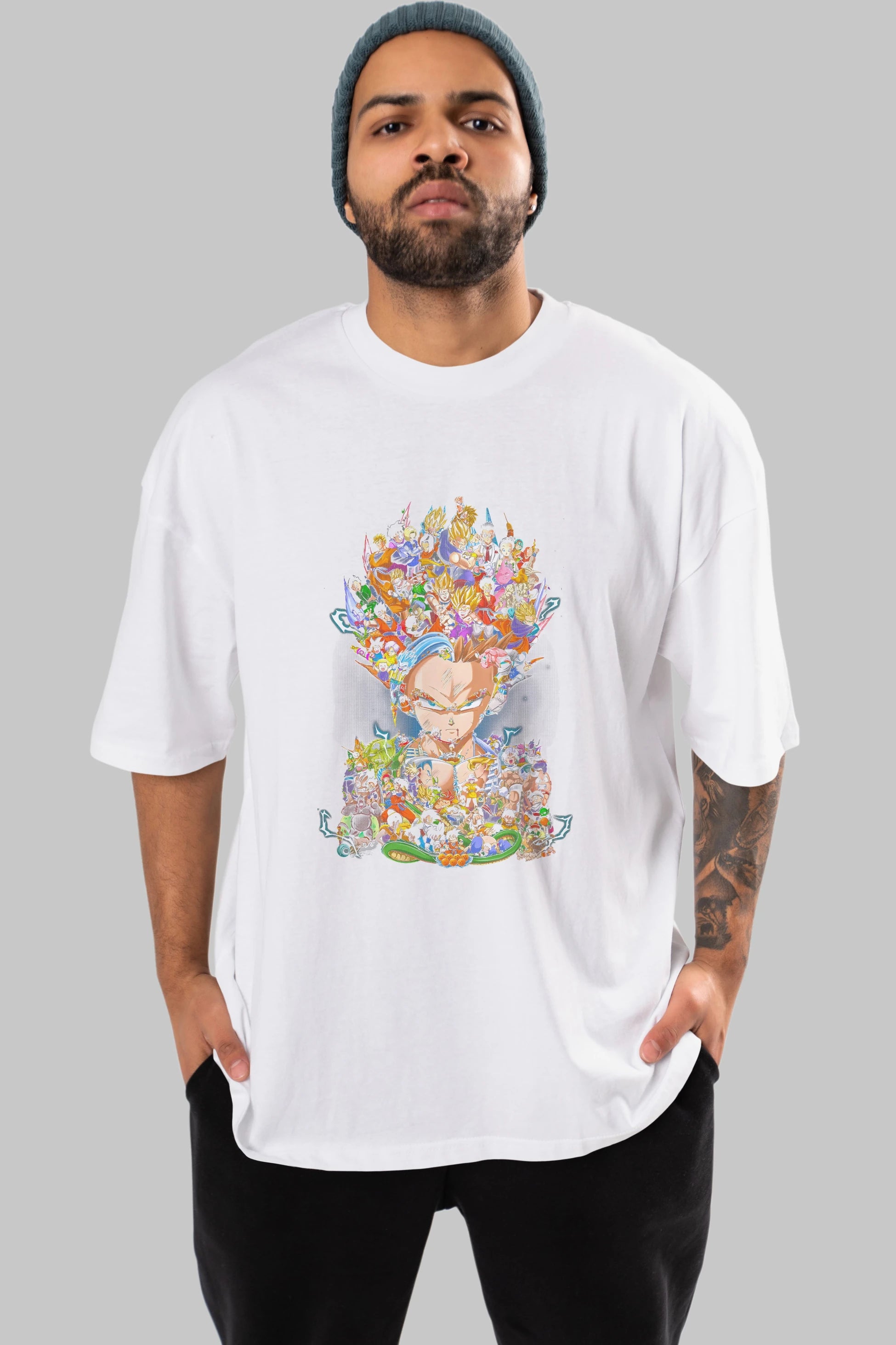 DRAGON BALL ART (2) Anime Ön Baskılı Oversize t-shirt %100 pamuk Erkek Kadın Unisex