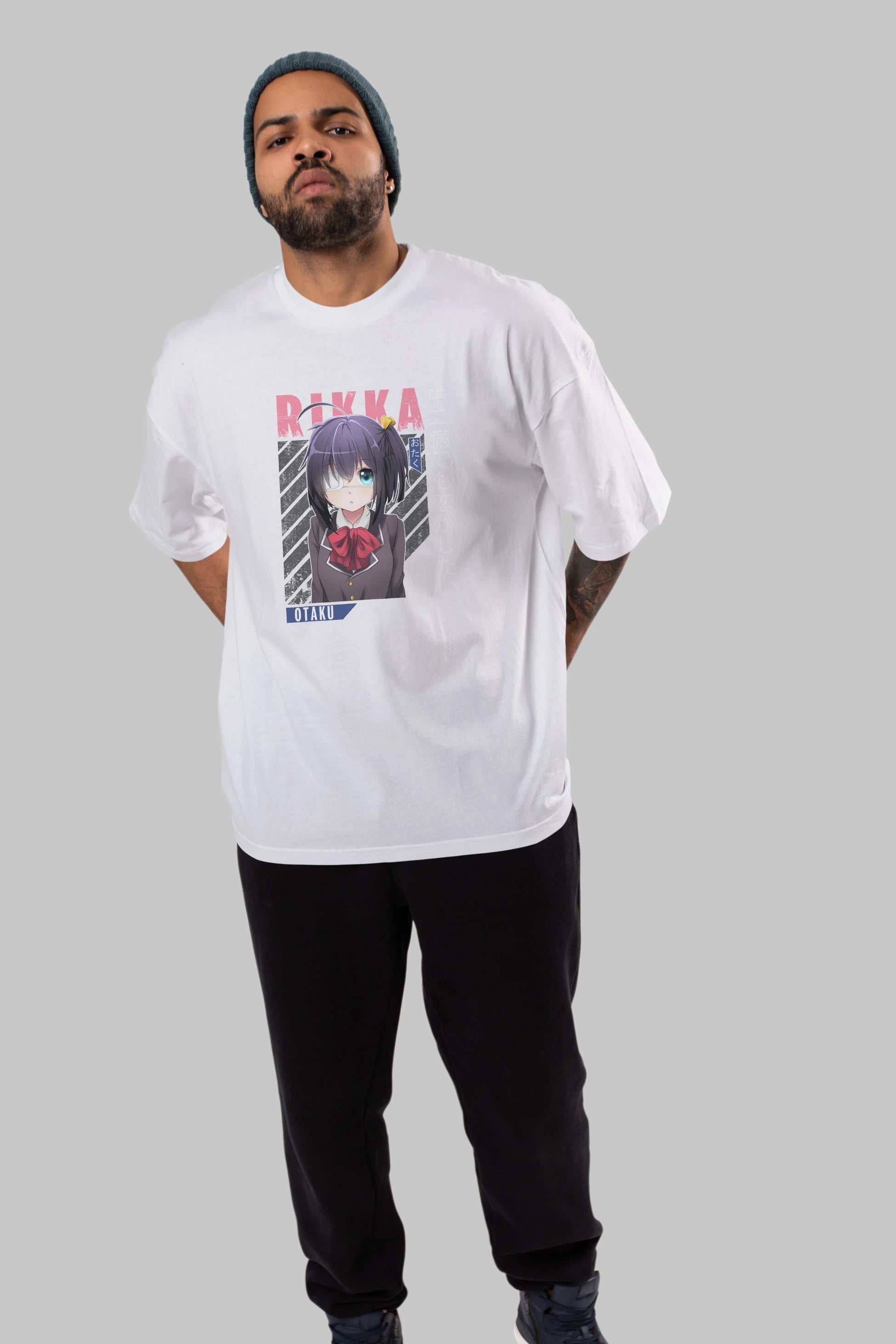 Rikka Takanashi 9 Anime Ön Baskılı Oversize t-shirt %100 pamuk Erkek Kadın Unisex