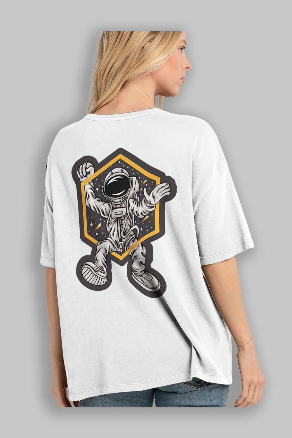Astrofun Sticker Arka Baskılı Oversize t-shirt Erkek Kadın Unisex