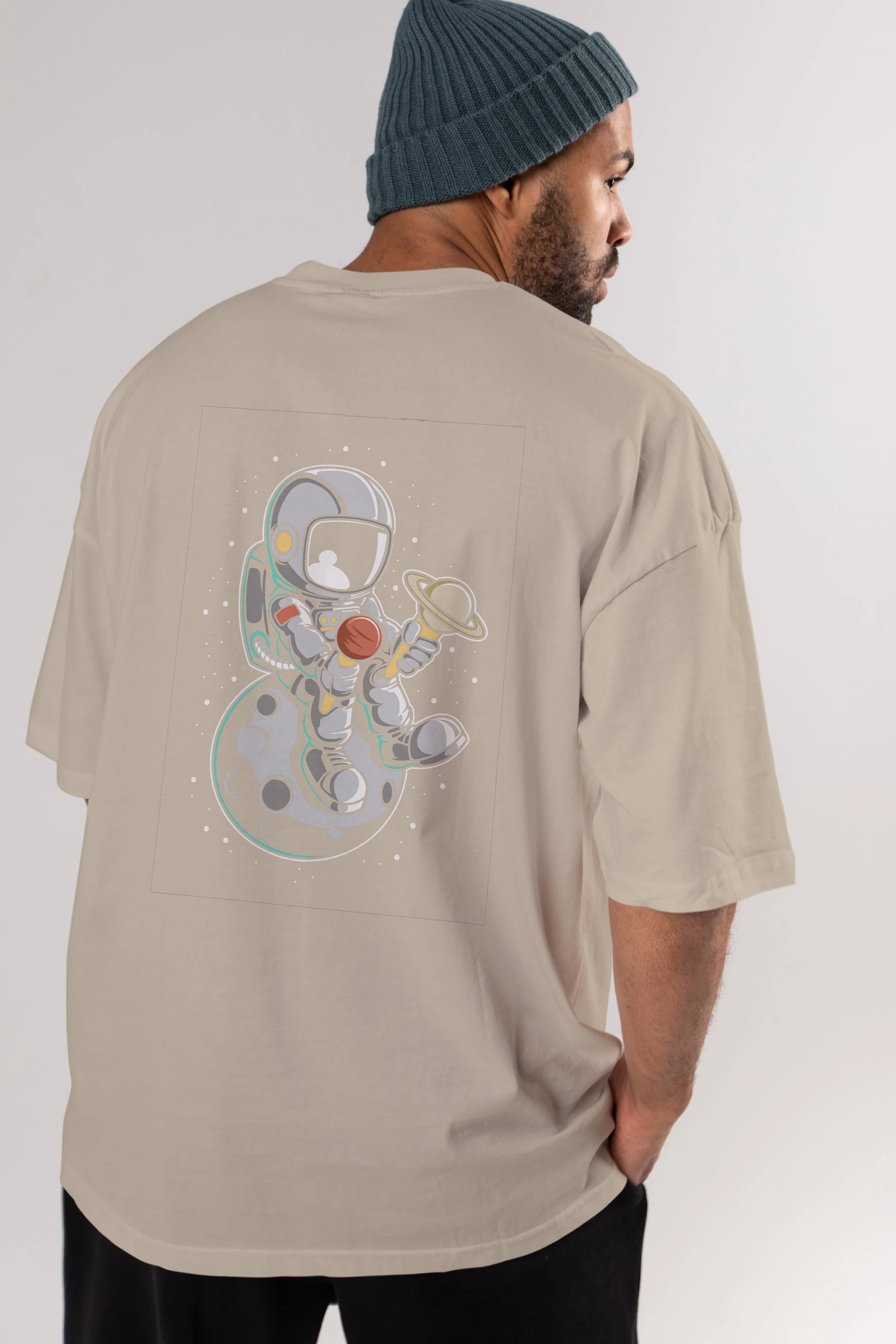 Astronaut Ice Cream (2) Arka Baskılı Oversize t-shirt Erkek Kadın Unisex