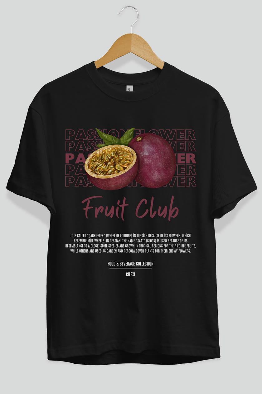 Passionflower Ön Baskılı Oversize t-shirt Erkek Kadın Pamuk Bisiklet Yaka tişort
