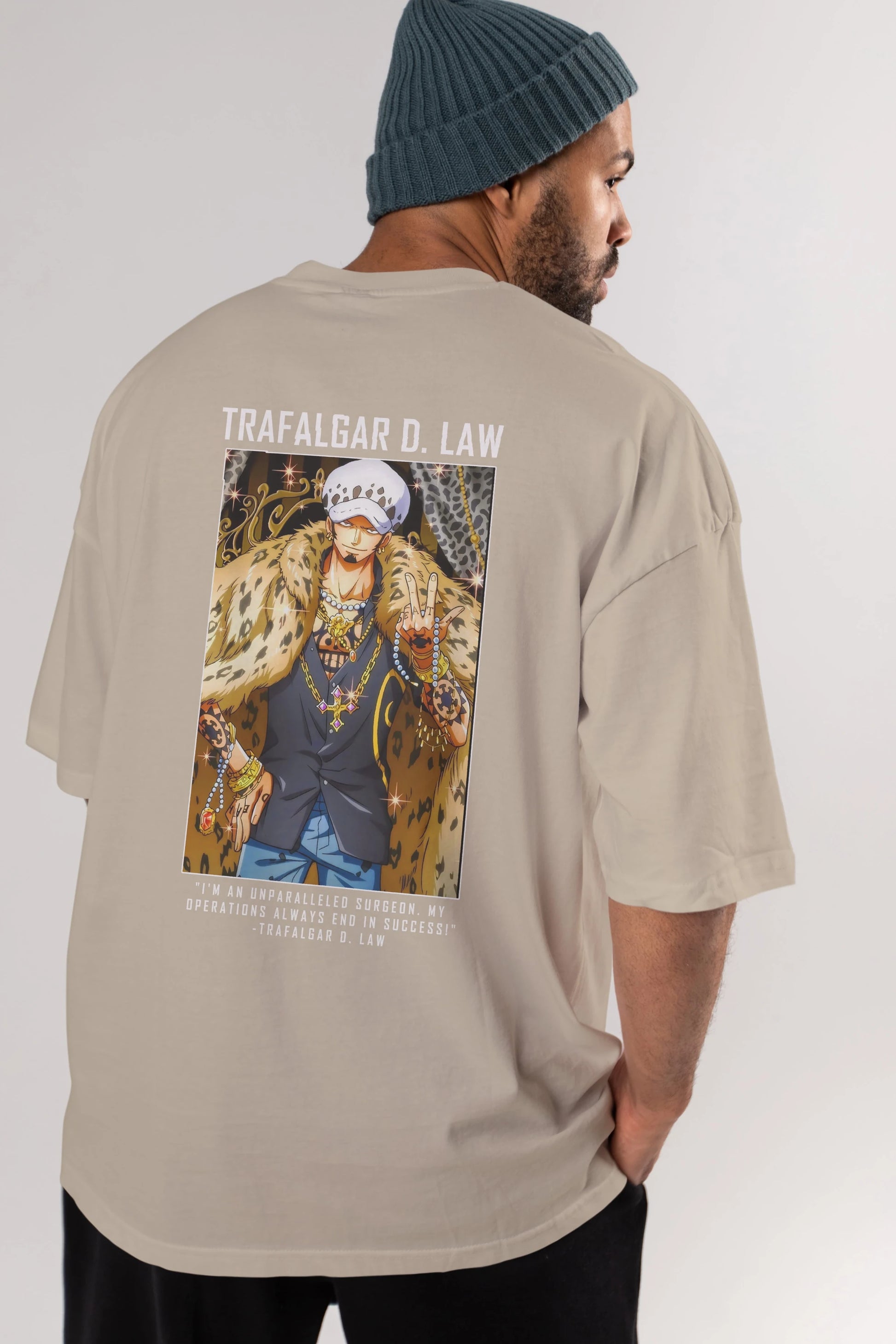 Trafalgar D. Water Law 2 Anime Arka Baskılı Oversize t-shirt Erkek Kadın Unisex %100 pamuk tişort