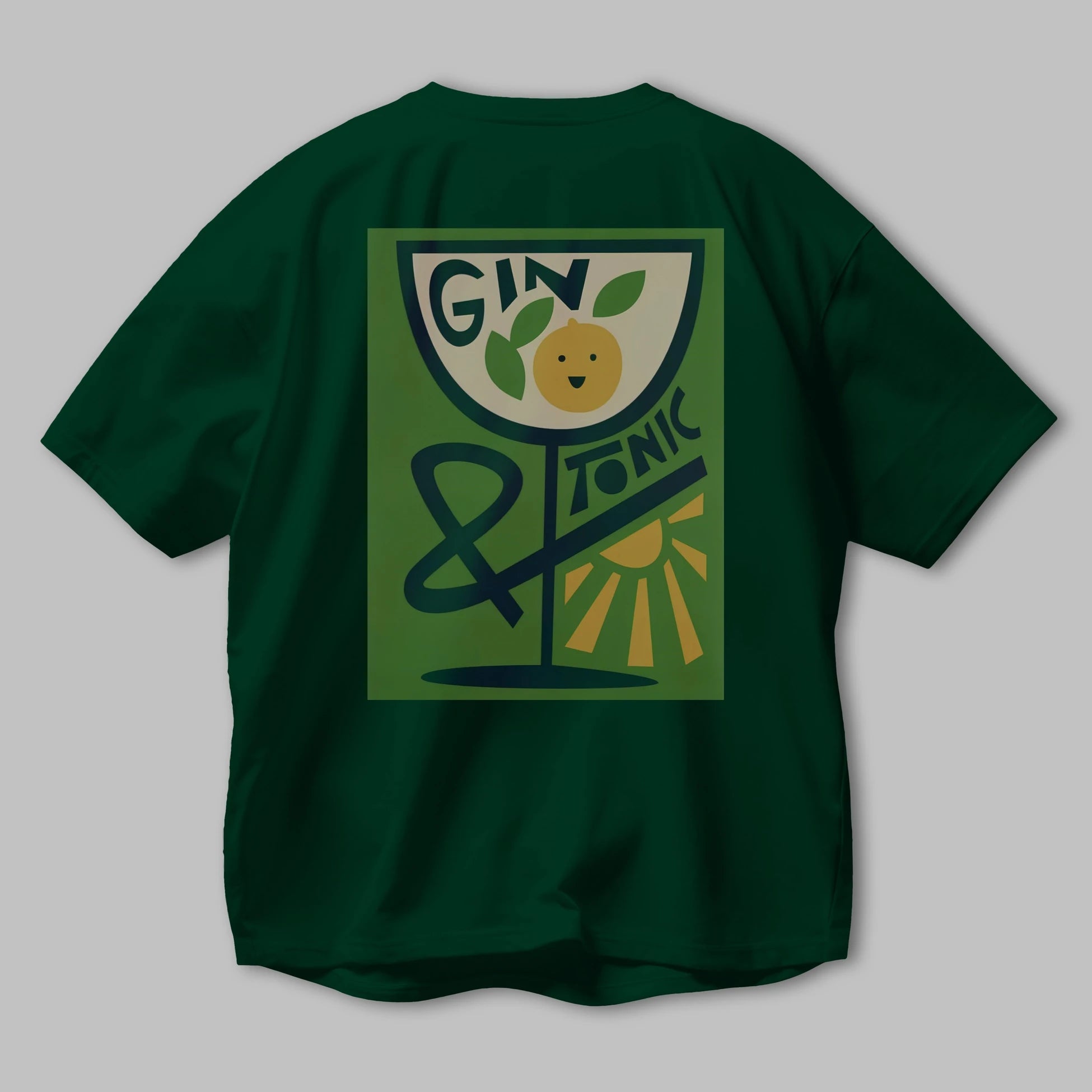Gin Tonic 3 Arka Baskılı Oversize t-shirt Erkek Kadın Unisex %100 Pamuk Bisiklet Yaka tişort