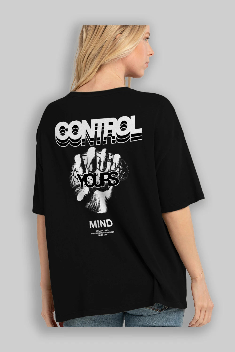 Control Your Mind Arka Baskılı Oversize t-shirt Erkek Kadın Unisex