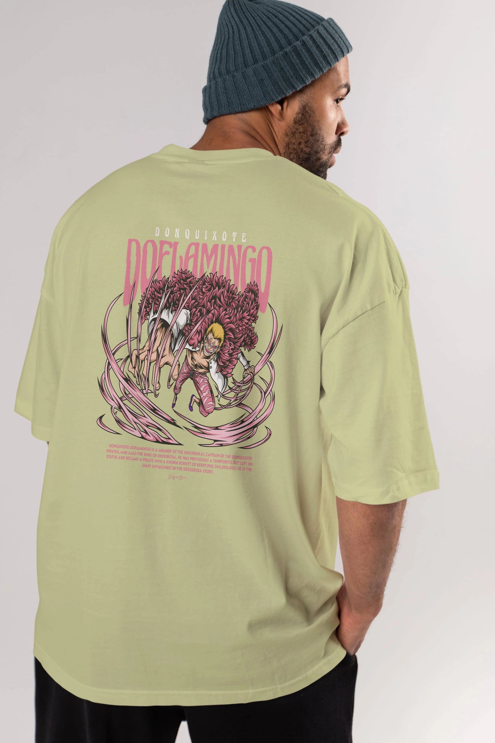 Doflamingo Anime Arka Baskılı Oversize t-shirt Erkek Kadın Unisex