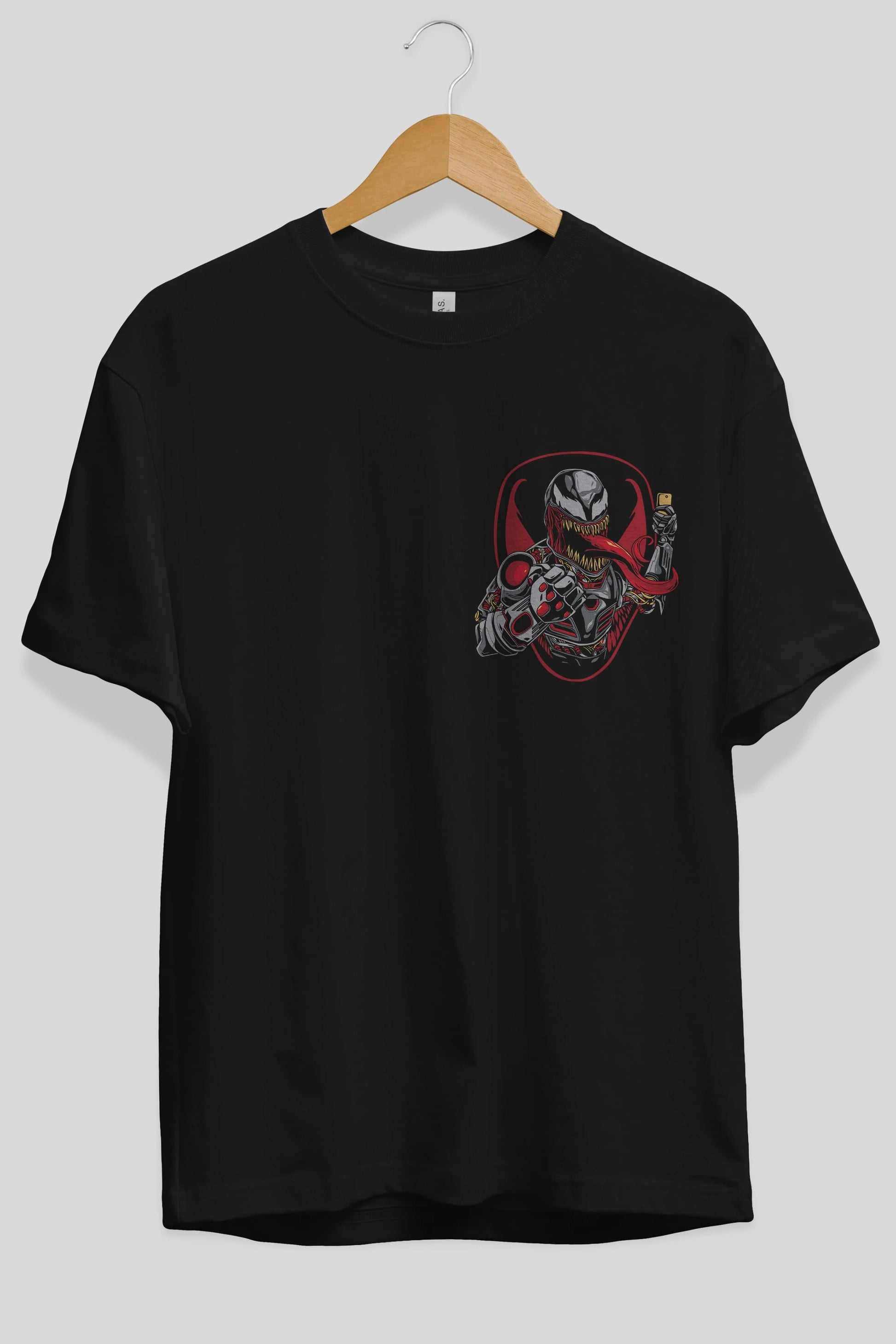 Venom (17) Ön Sol Baskılı Oversize t-shirt Erkek Kadın Unisex %100 Pamuk Bisiklet Yaka tişort