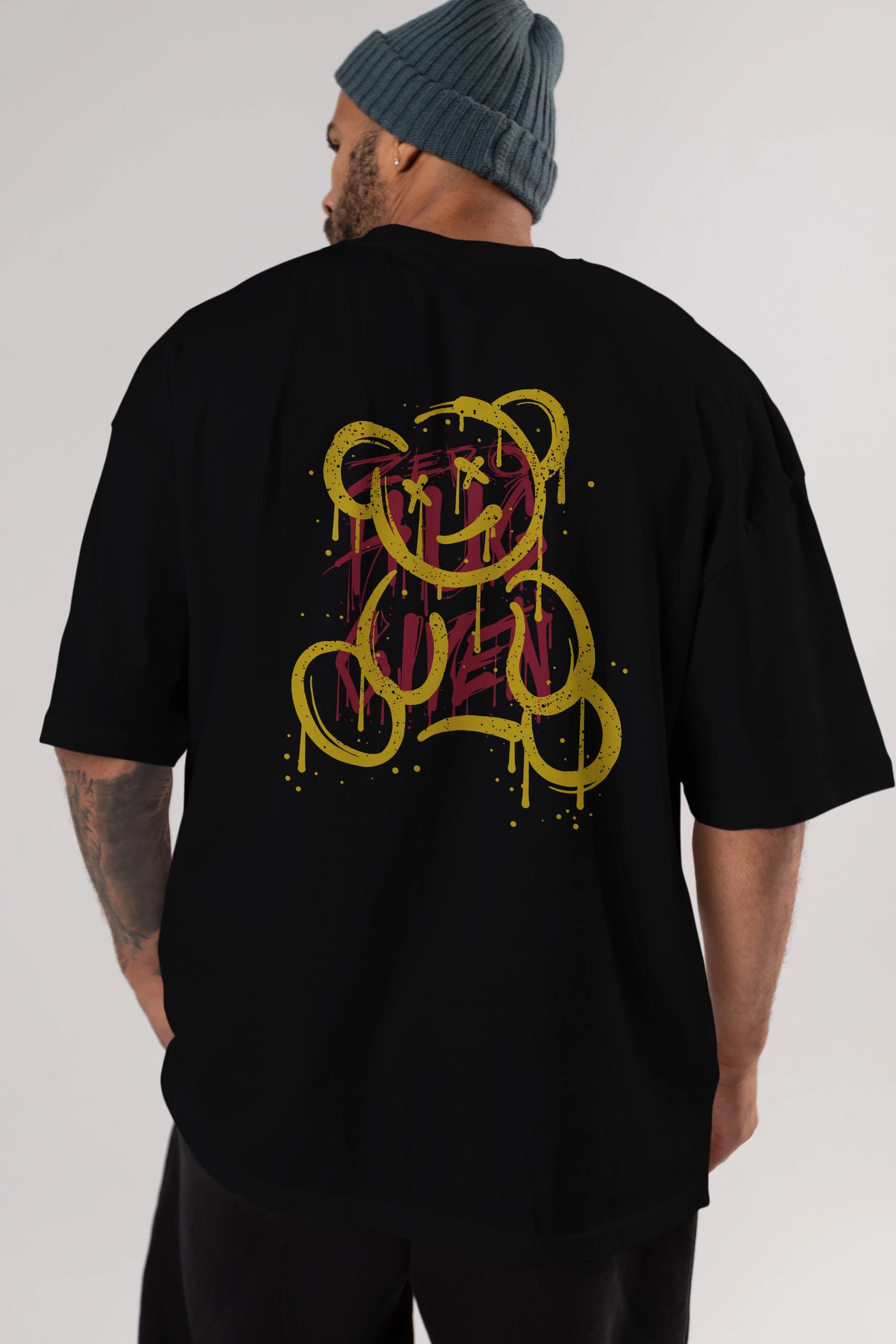 Zero Hug Bear Arka Baskılı Oversize t-shirt Erkek Kadın Unisex