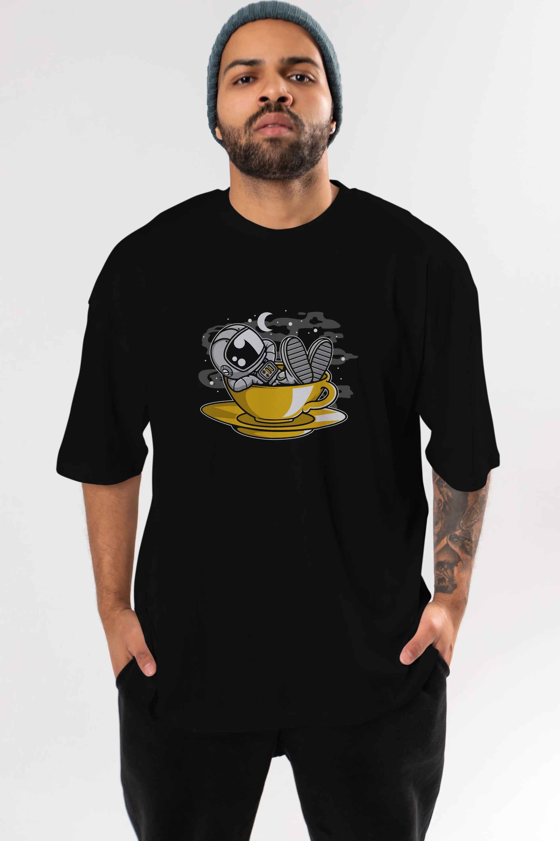 Astronaut Relax Ön Baskılı Oversize t-shirt Erkek Kadın Unisex