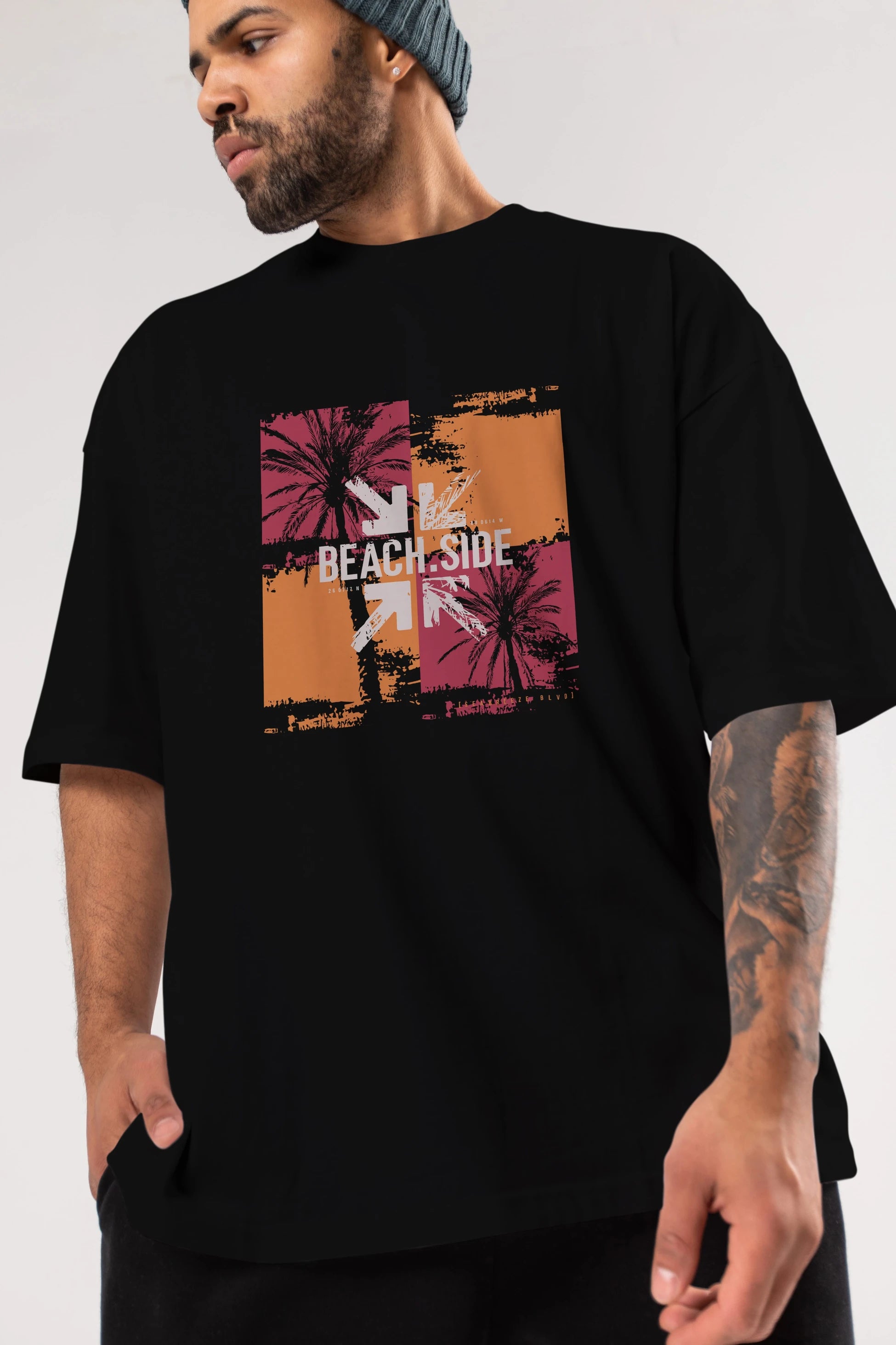 Beach Side Ön Baskılı Oversize t-shirt Erkek Kadın Unisex